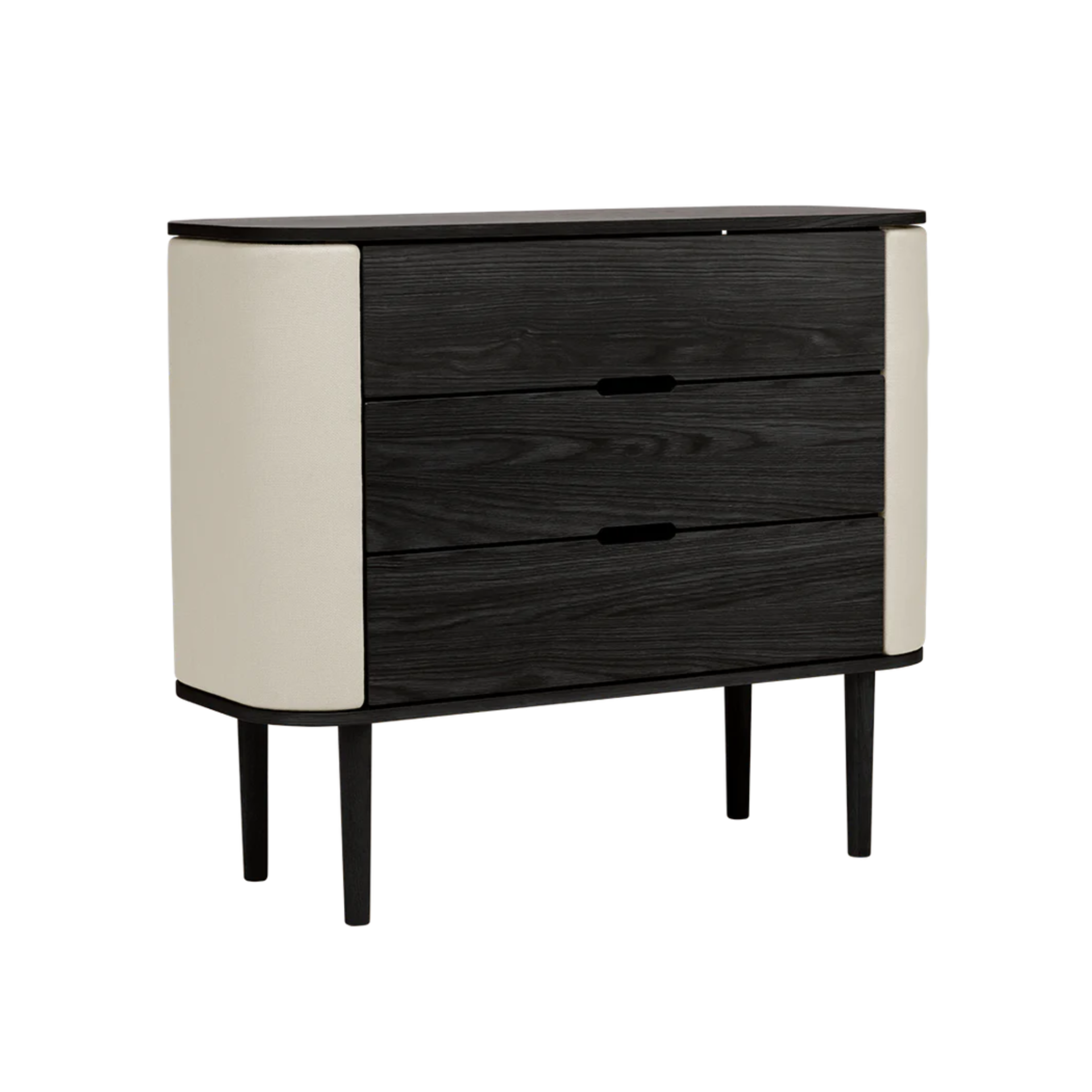 TREASURES cabinet in sand with a black base