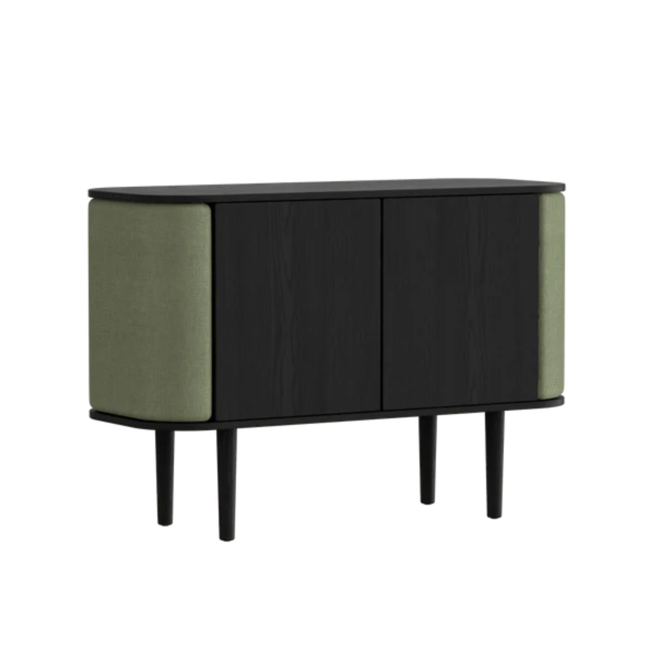 Kommode TREASURES grün mit schwarzem Eichenholz