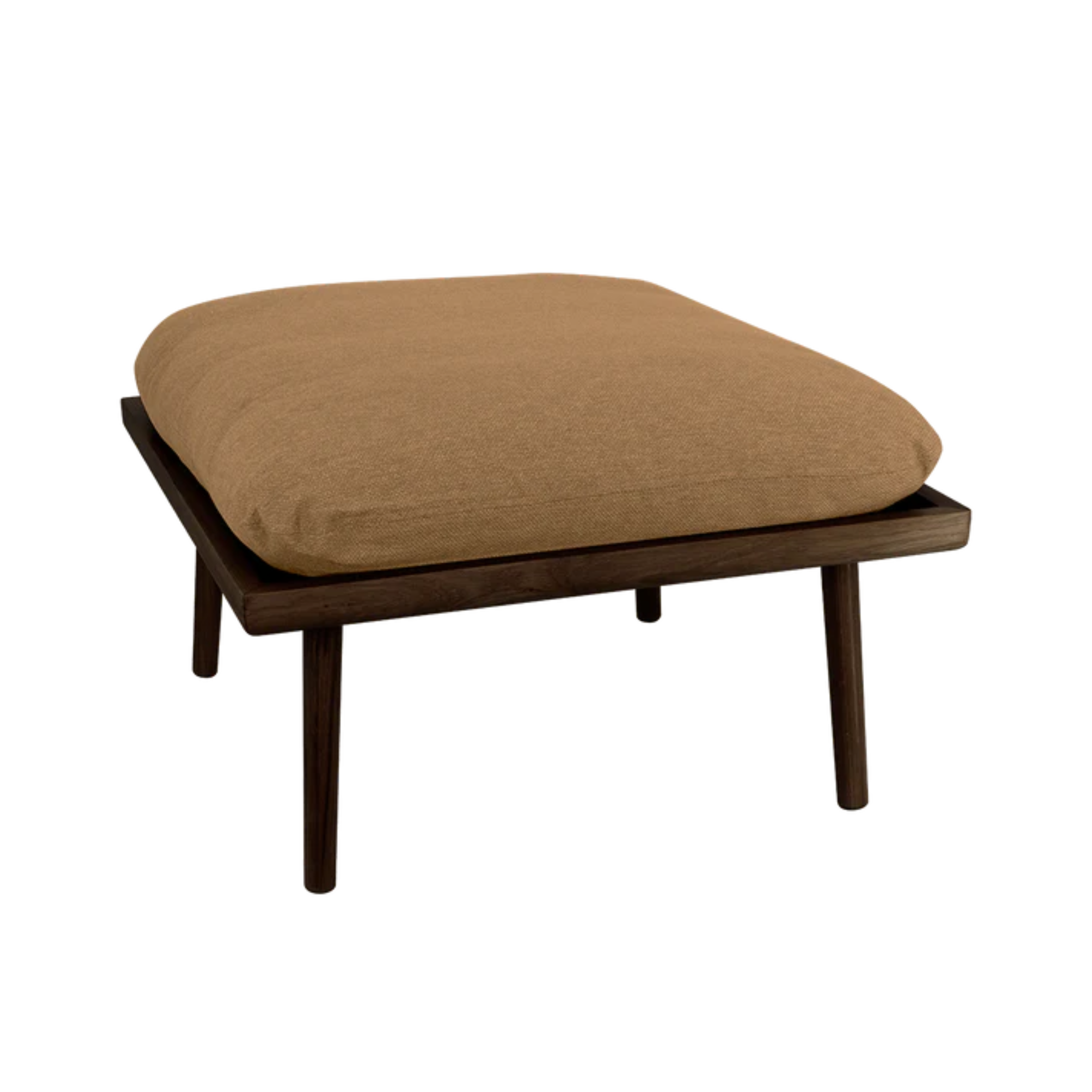 Lounge Around Shuffle Pouf in Caramel with Dark Oak Base