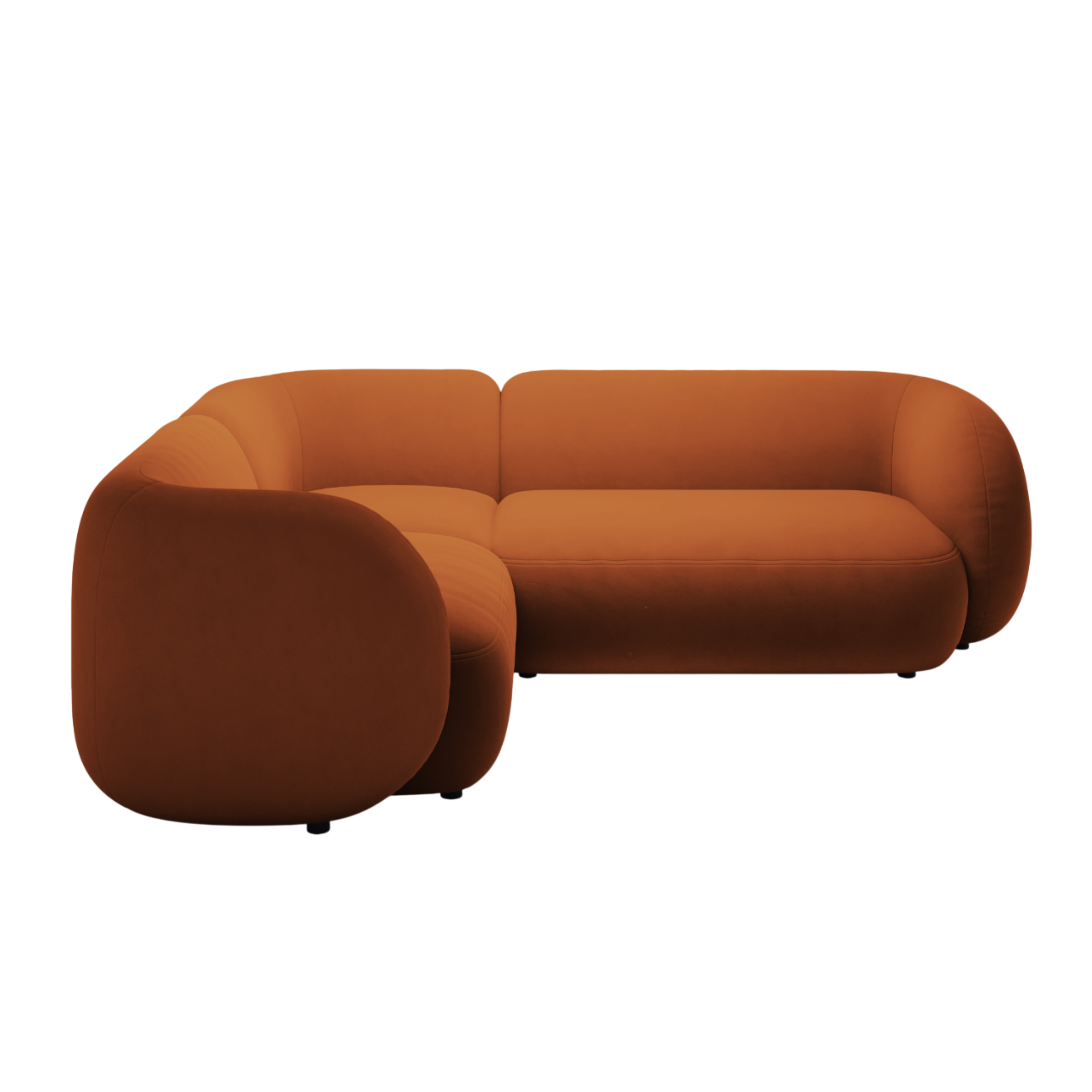 Velours hoekbank links 4-persoons KATE terracotta