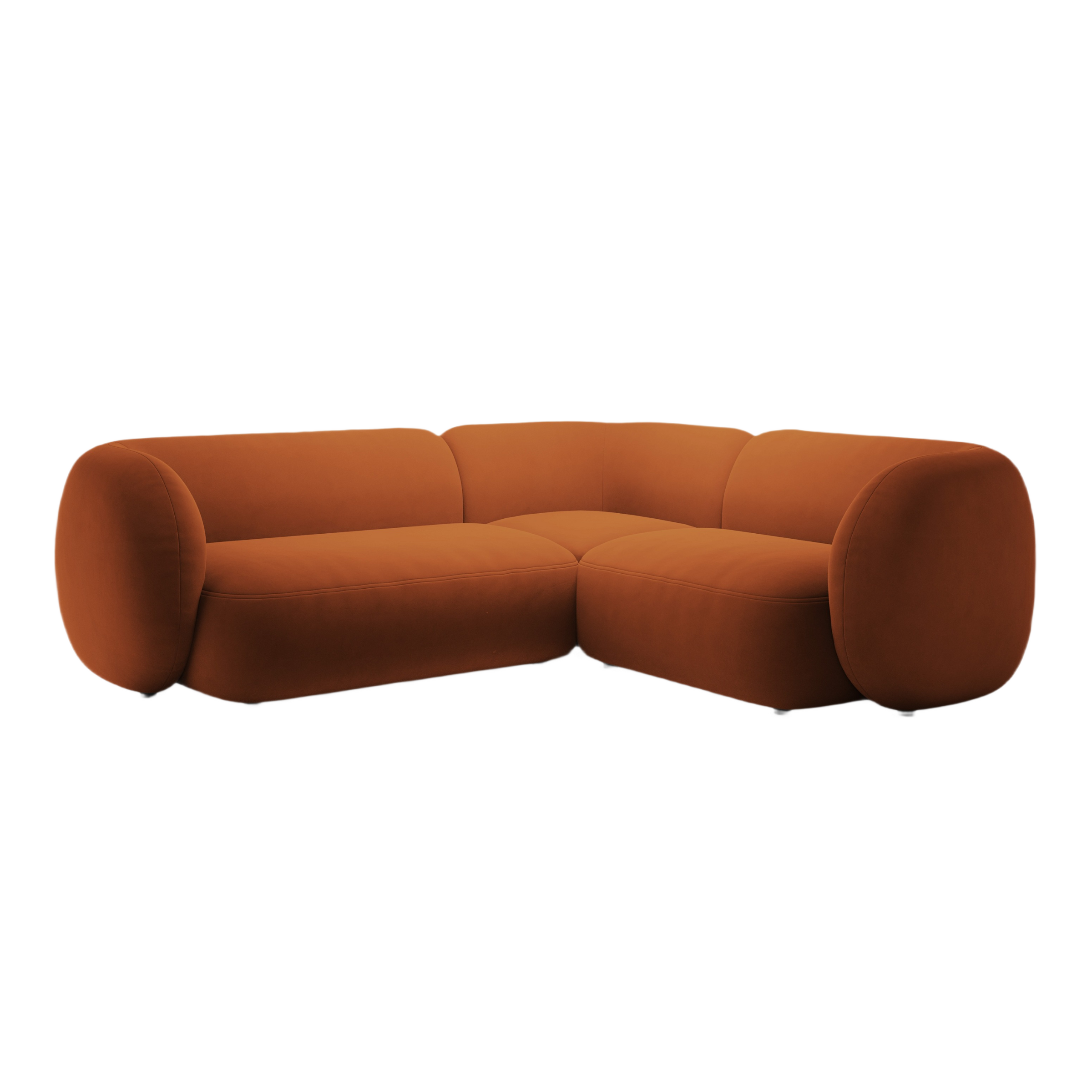 Right-facing velvet corner sofa for 4 people KATE terracotta