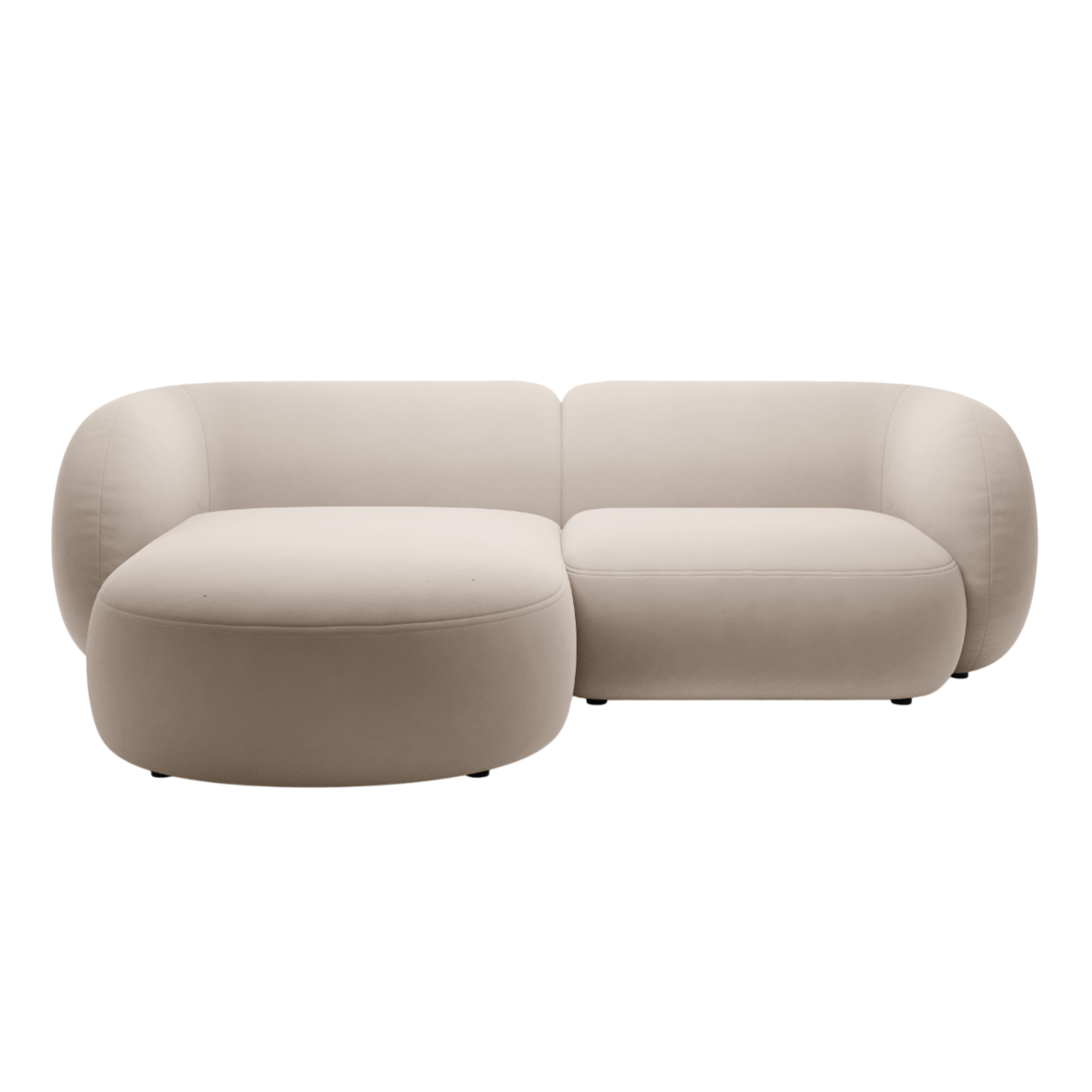 Beige 2-zits linkszijdige fluwelen hoekbank KATE