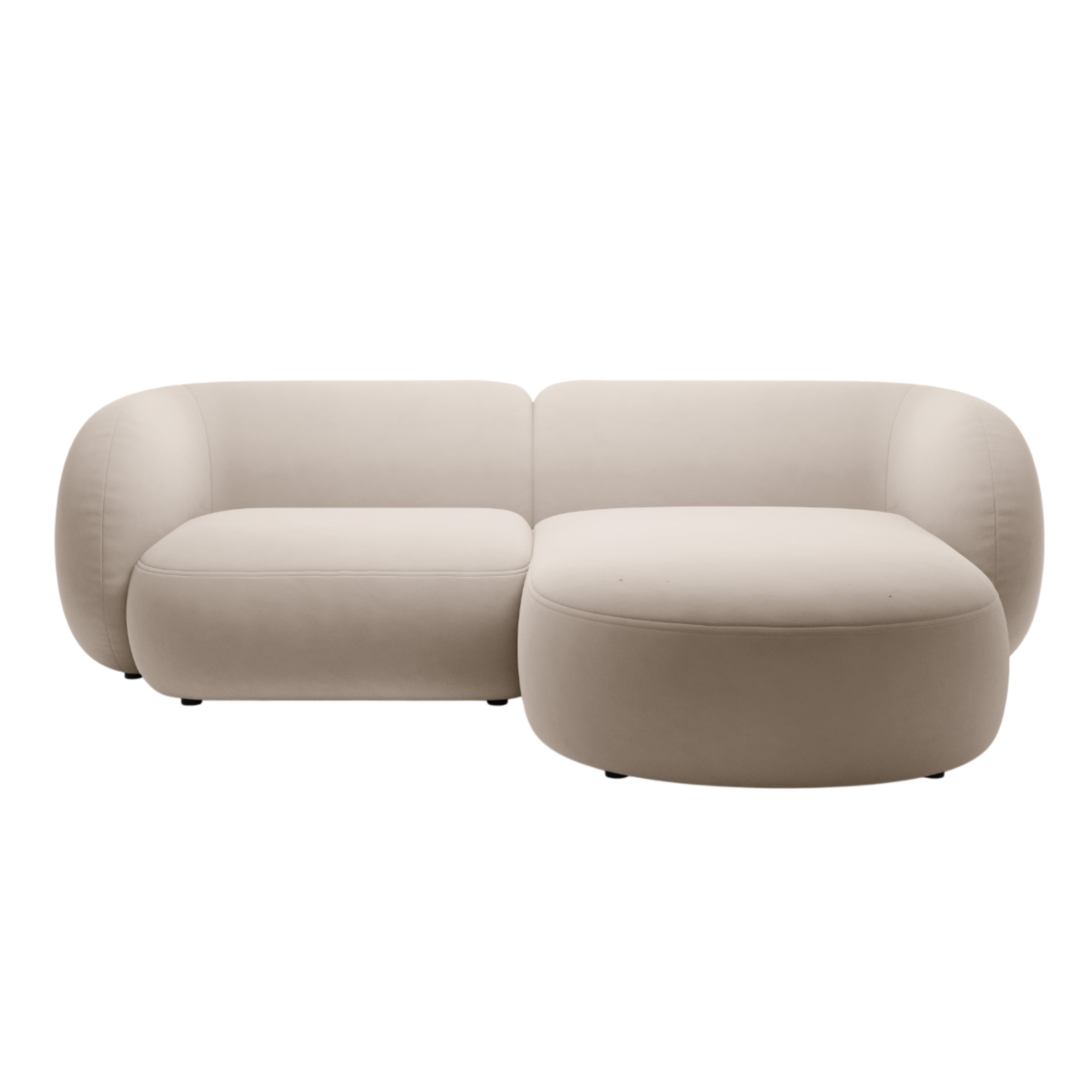 Right-facing velvet corner sofa for 2 people KATE beige