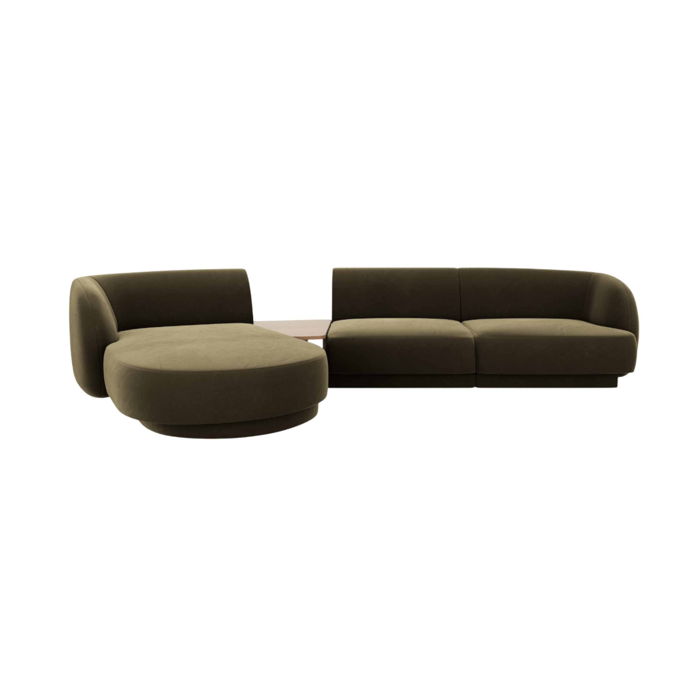 Modulares Ecksofa mit Tisch, 3-Sitzer, links, MILEY, grün