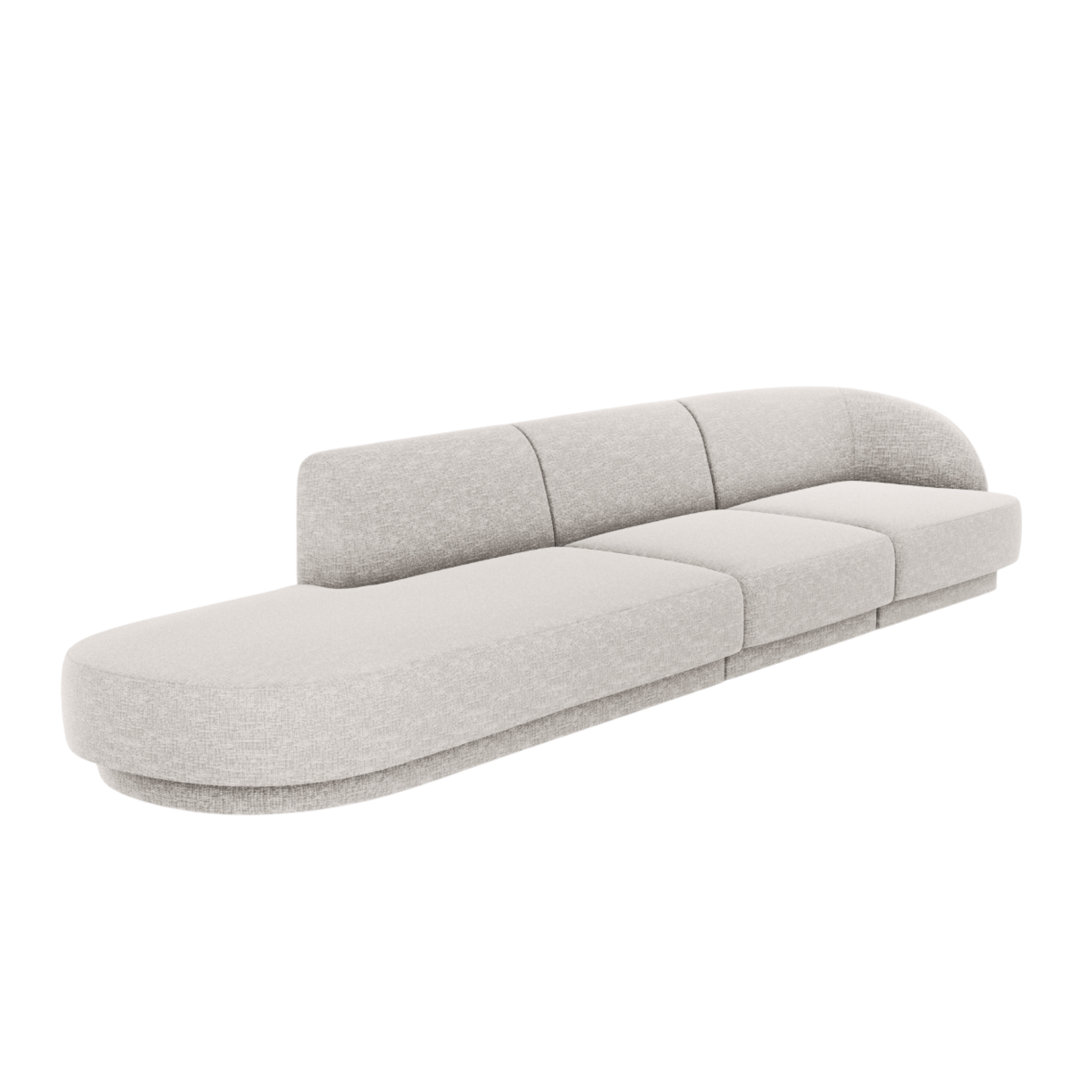 Open left-sided 4-seater sofa MILEY gray chenille