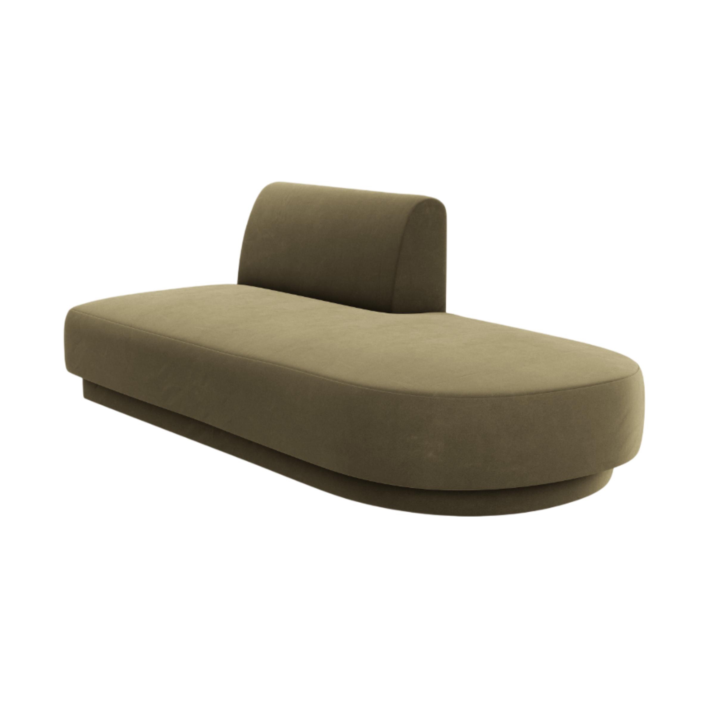 Groene 2-zits fluwelen chaise longue rechts MILEY