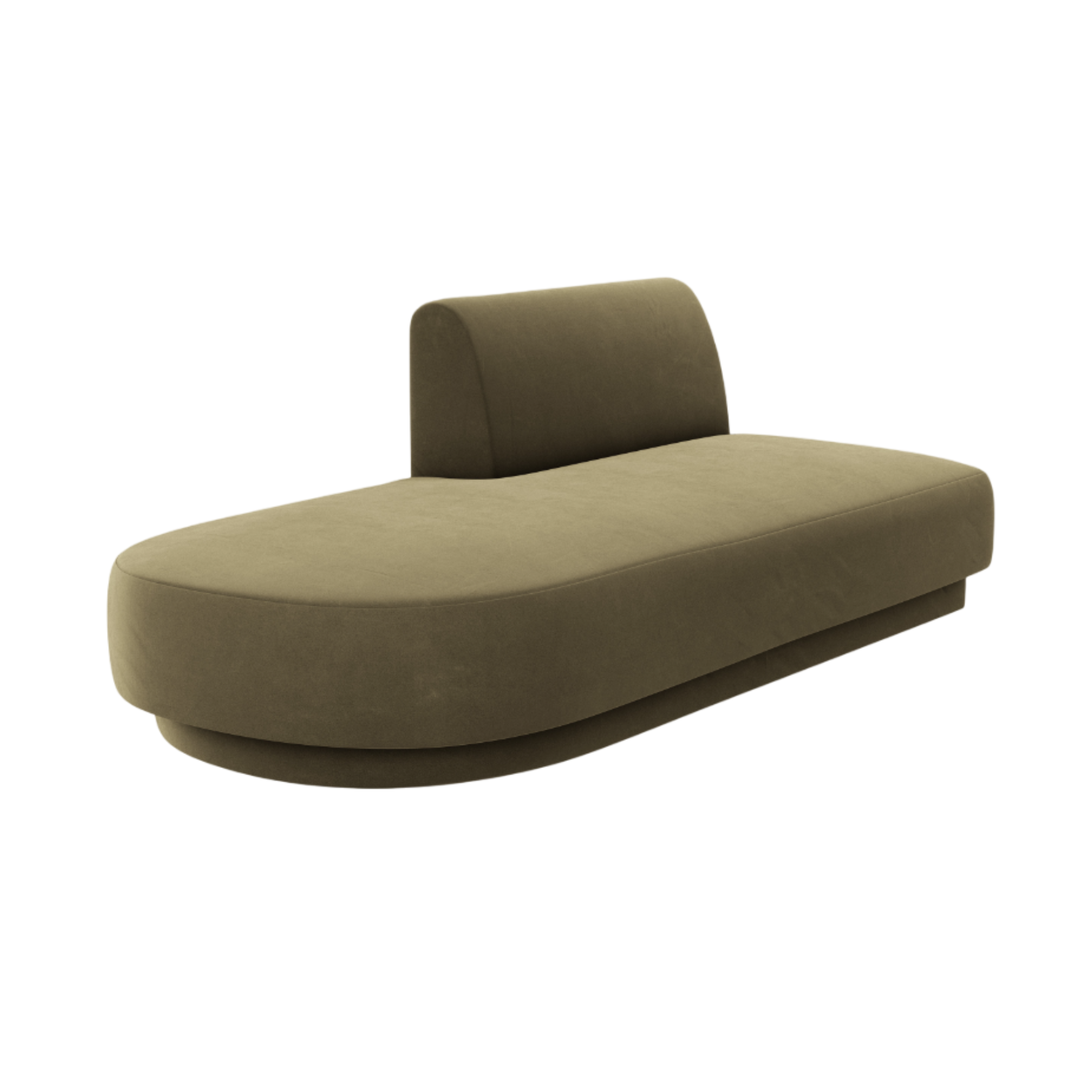 Twee-zits fluwelen linkszijdige chaise longue MILEY groen