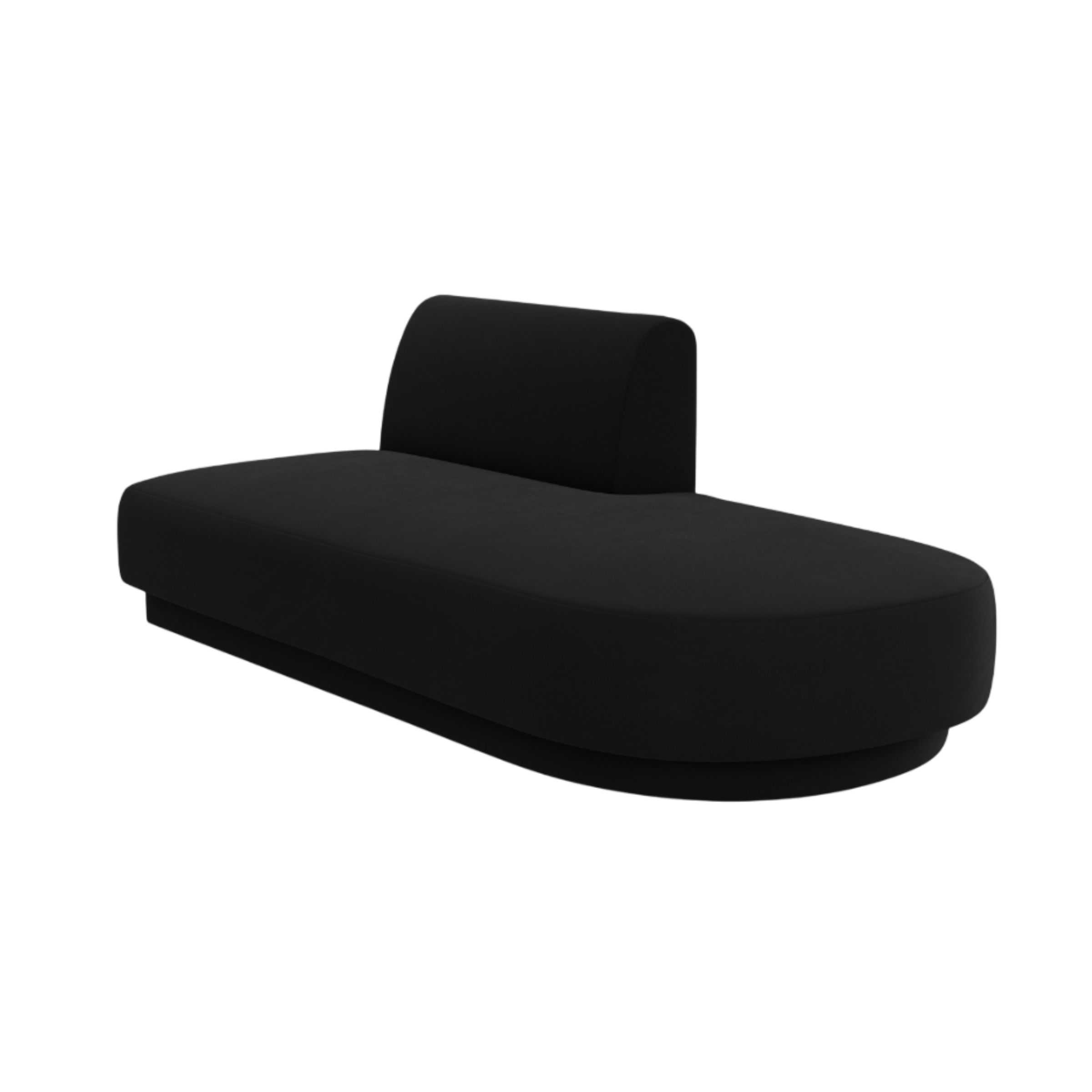 Black velvet right-facing 2-seater chaise longue MILEY