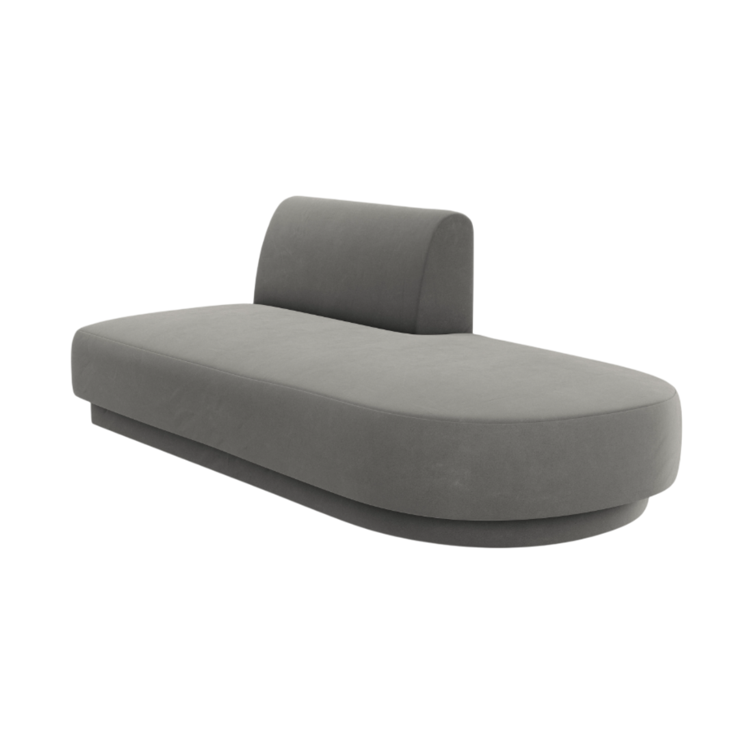 2-seater velvet right-facing chaise longue MILEY light gray