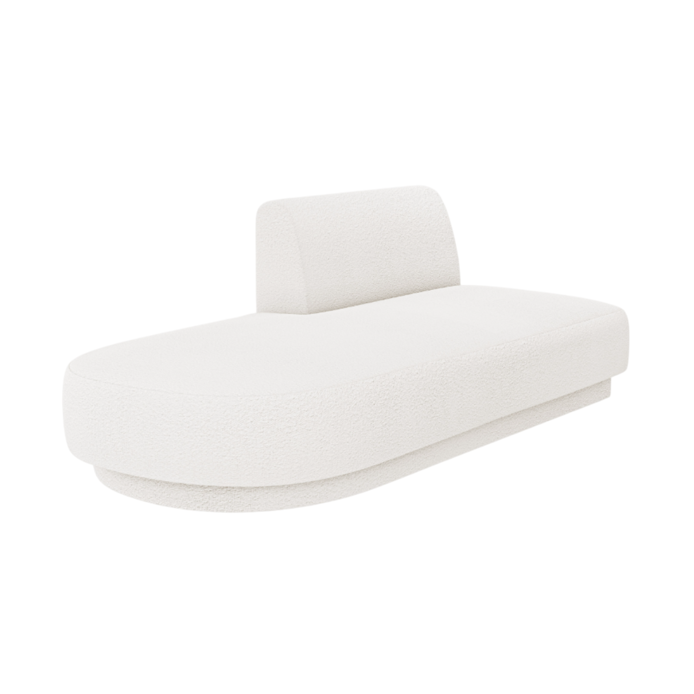 Left-facing 2-seater chaise longue MILEY white boucle