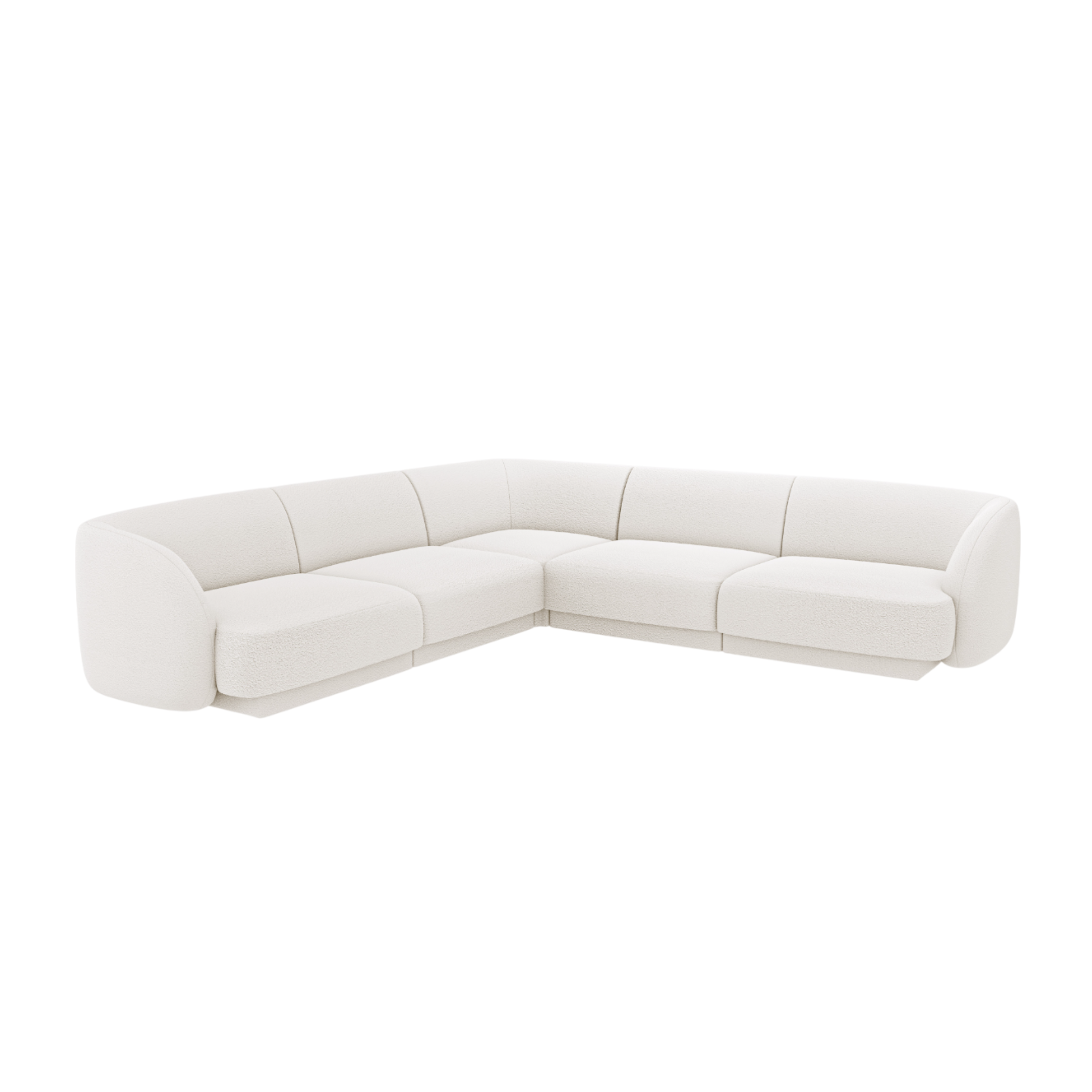 Symmetrische hoekbank voor 5 personen MILEY witte boucle