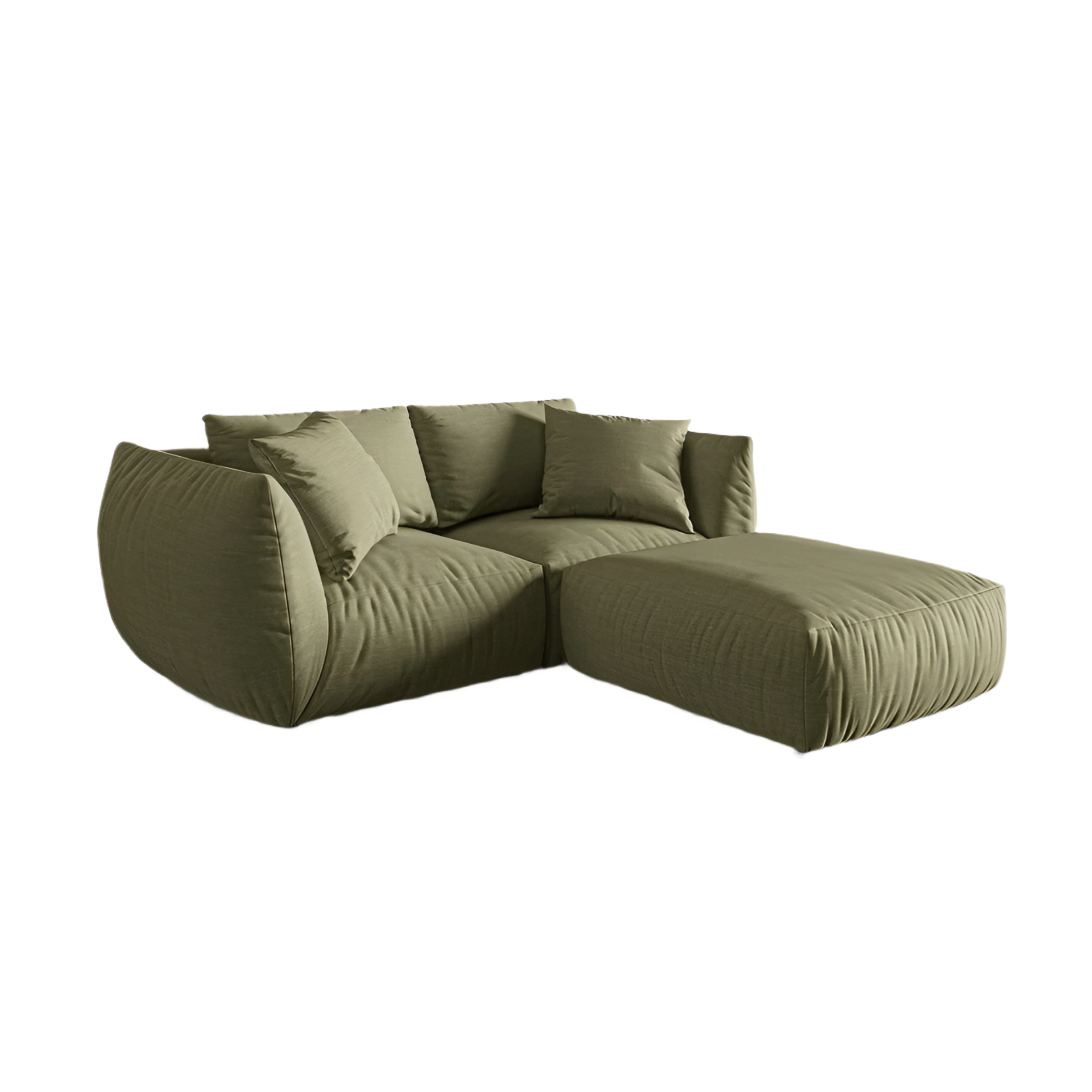 Linkerhoekbank CHRIS lichtgroen chenille