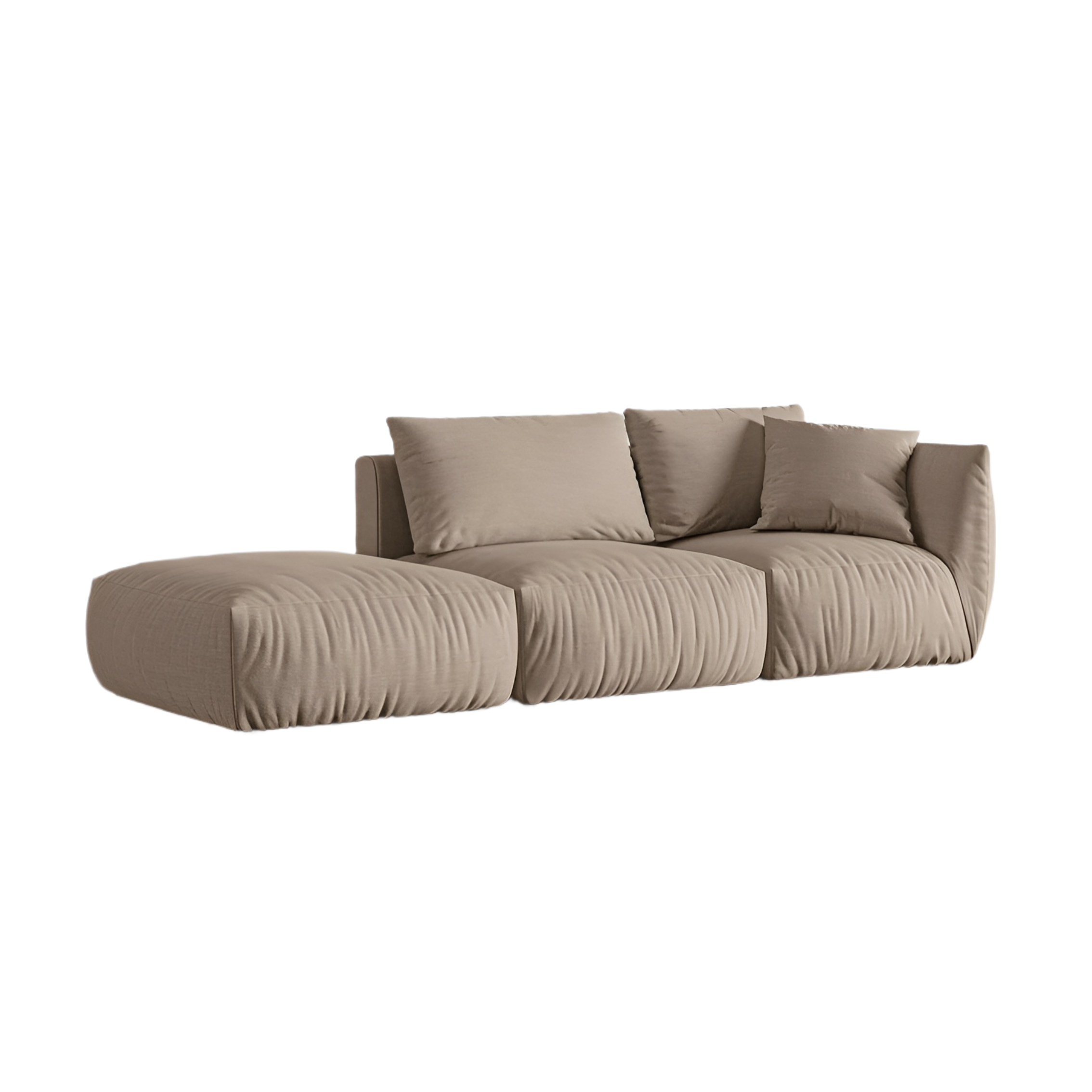 Left-facing 3-seater modular sofa CHRIS sand chenille