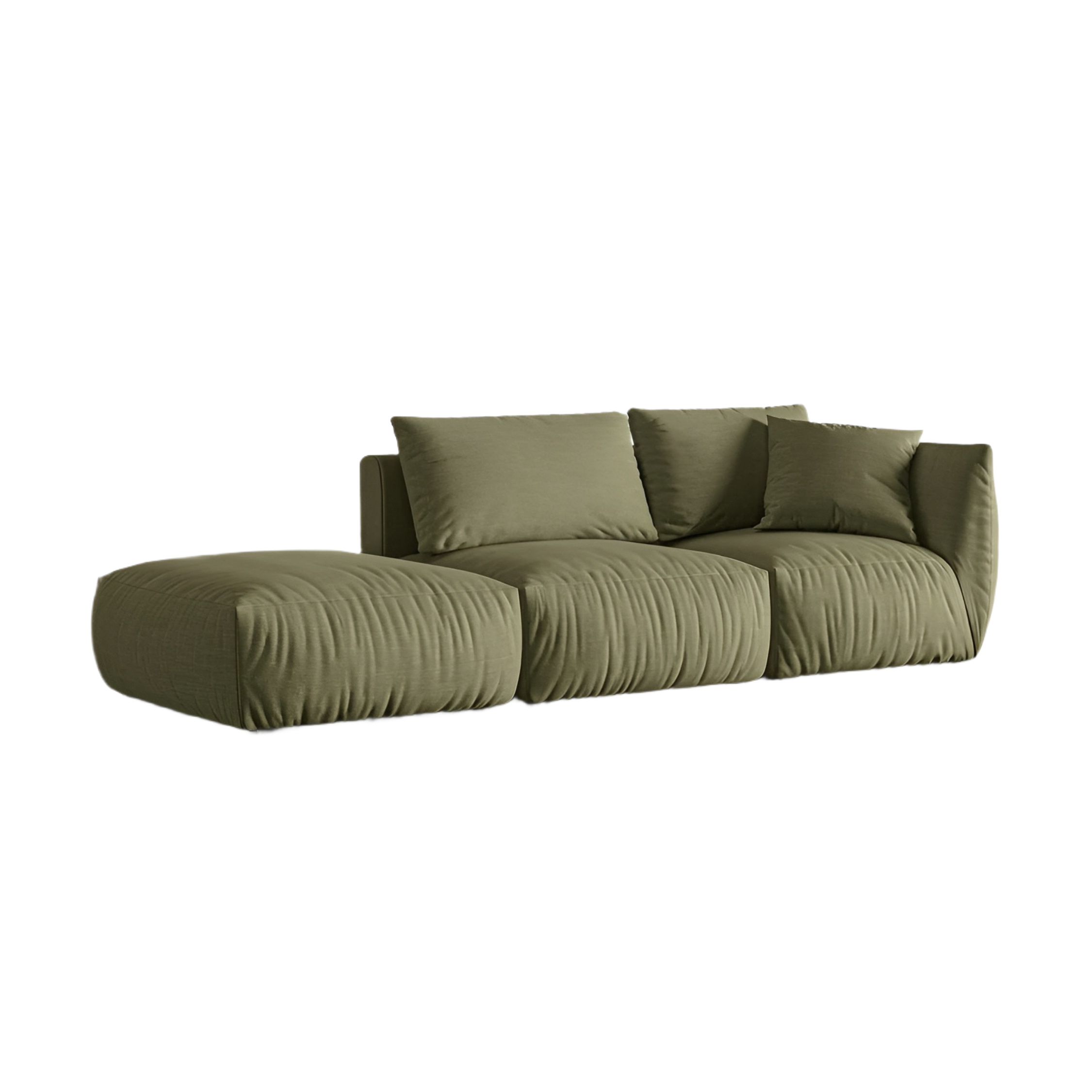 Modulares 3-Sitzer Sofa links CHRIS hellgrüner Chenille