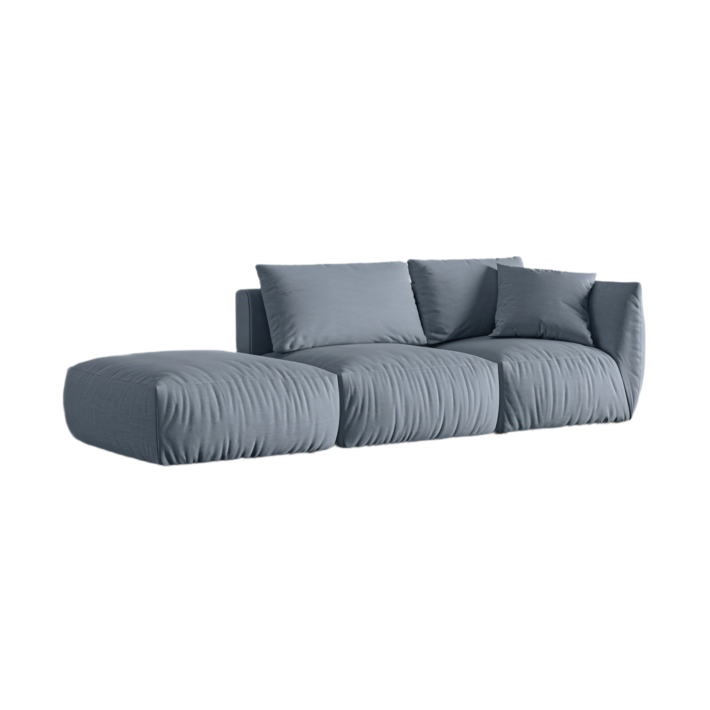 Left-facing 3-seater modular sofa CHRIS light blue chenille