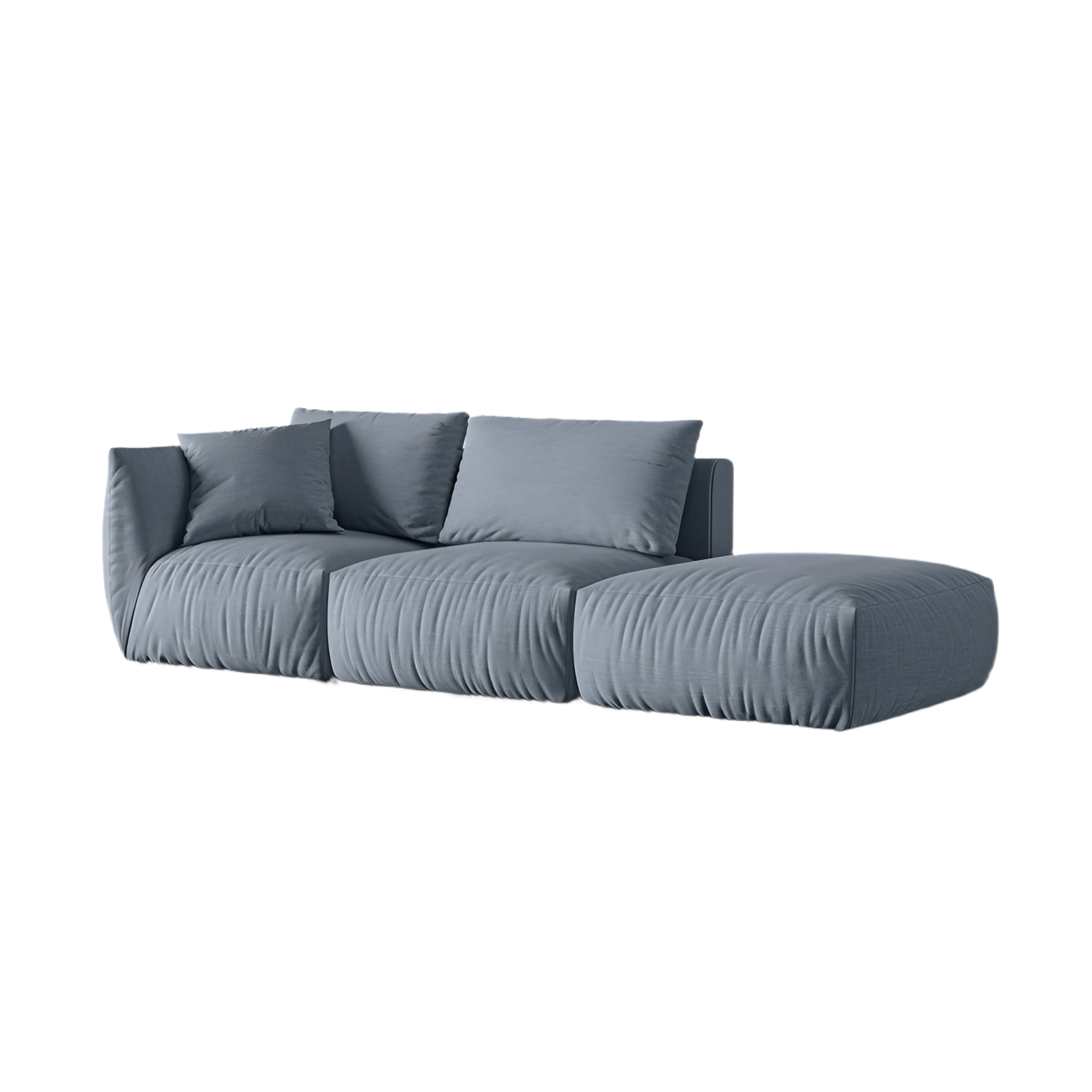 Right-facing 3-seater modular sofa CHRIS light blue chenille