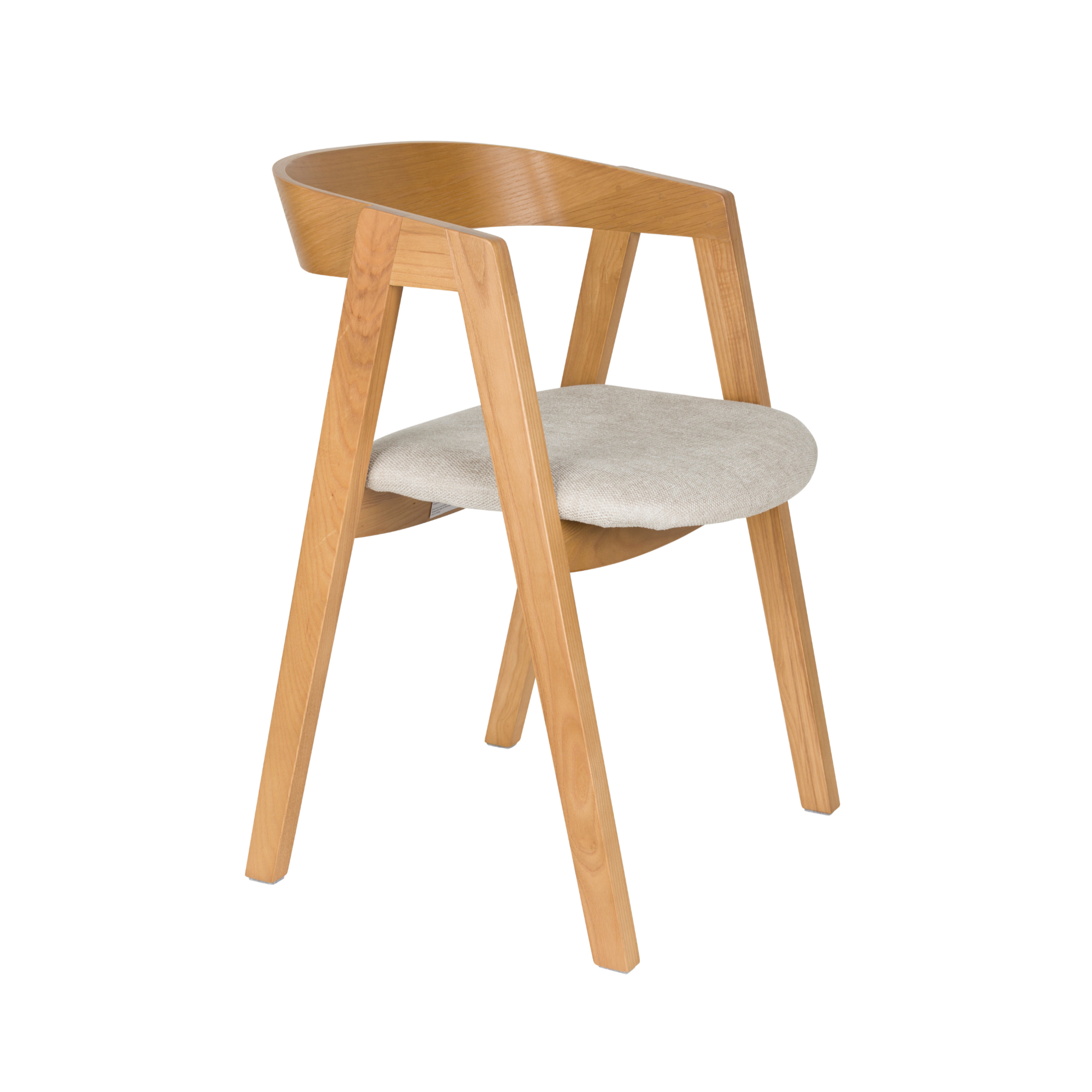 Stoel MADS van essenhout met een beige zitting