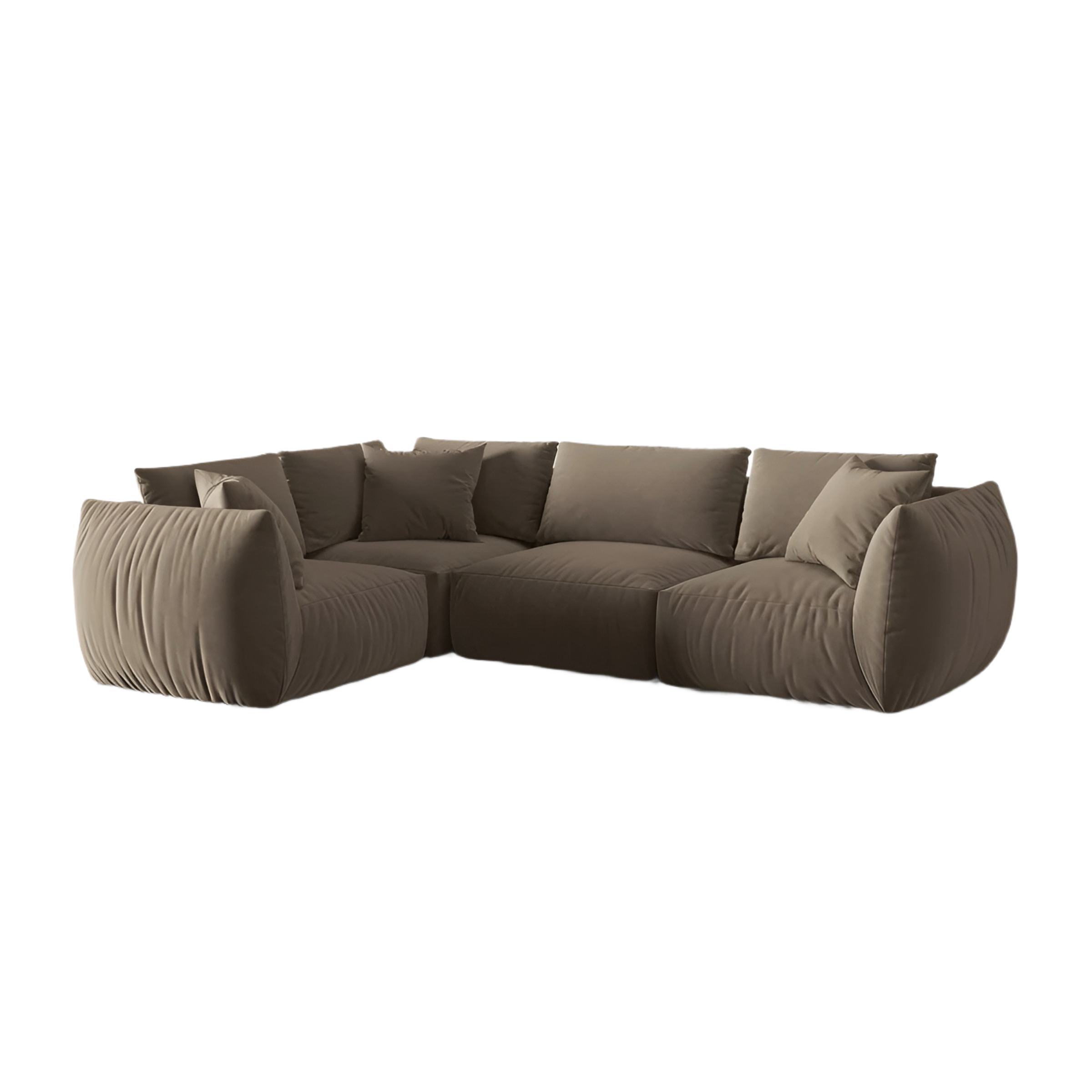 Left-facing velvet corner sofa for 4 people CHRIS light brown