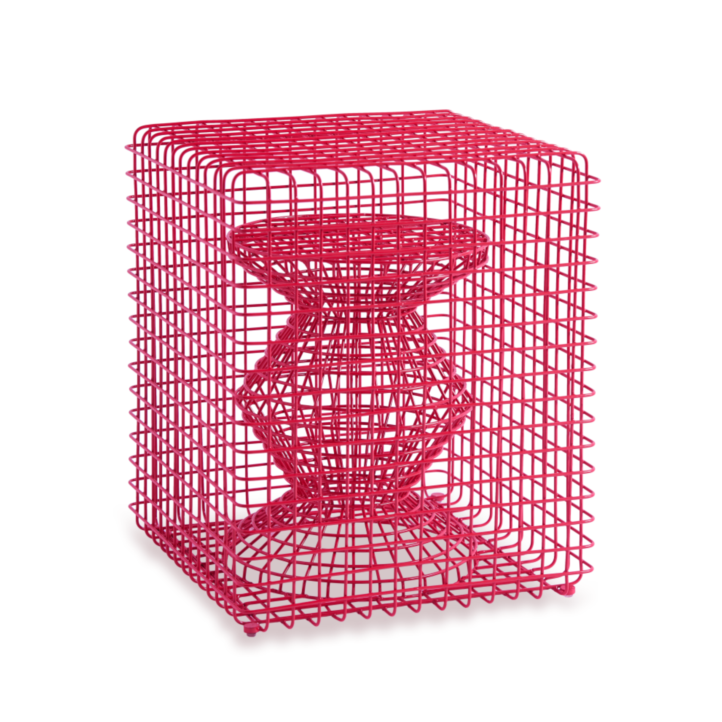 Decoratieve kruk ZIG ZAG WIRE roze