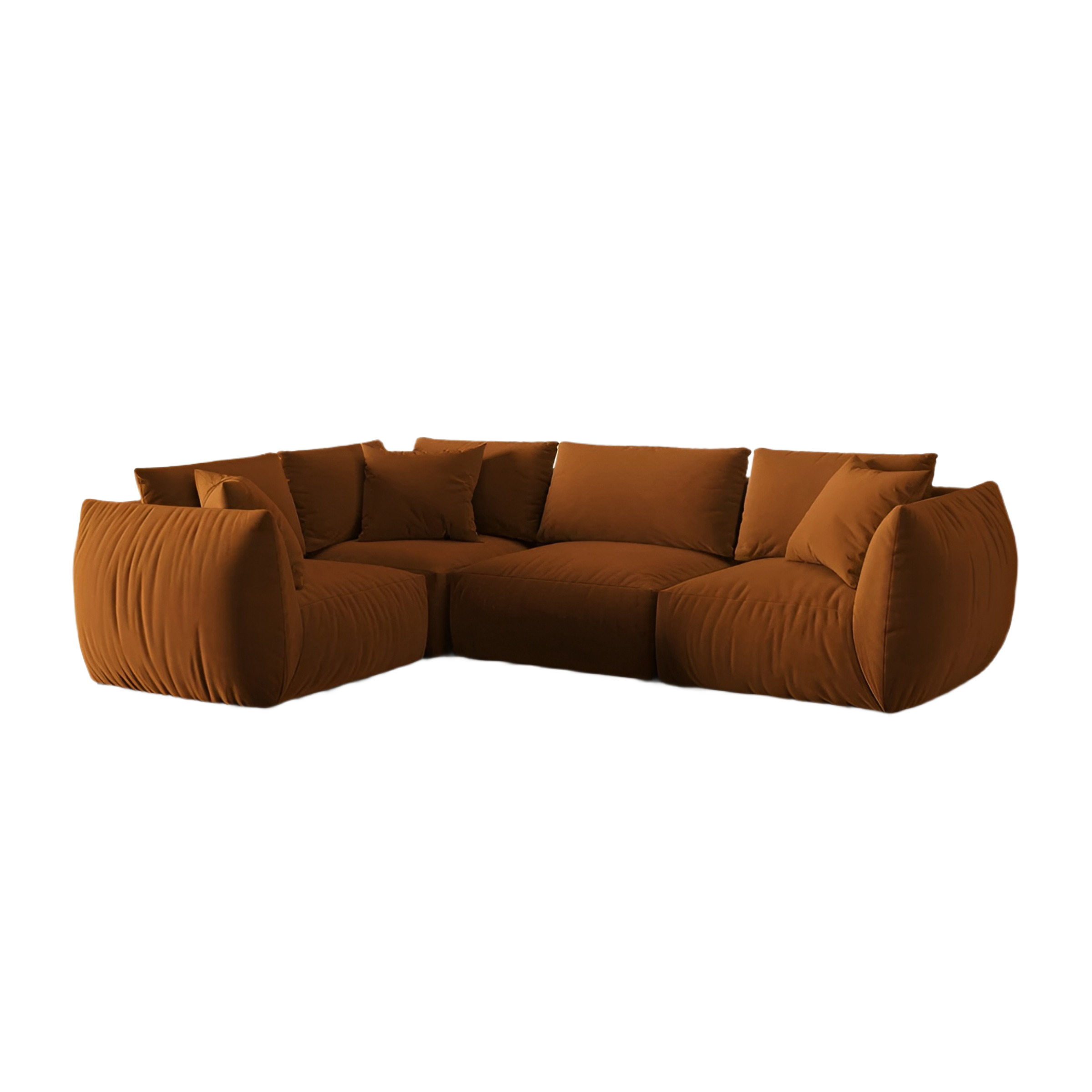 Samt-Ecksofa für 4 Personen links CHRIS terracotta