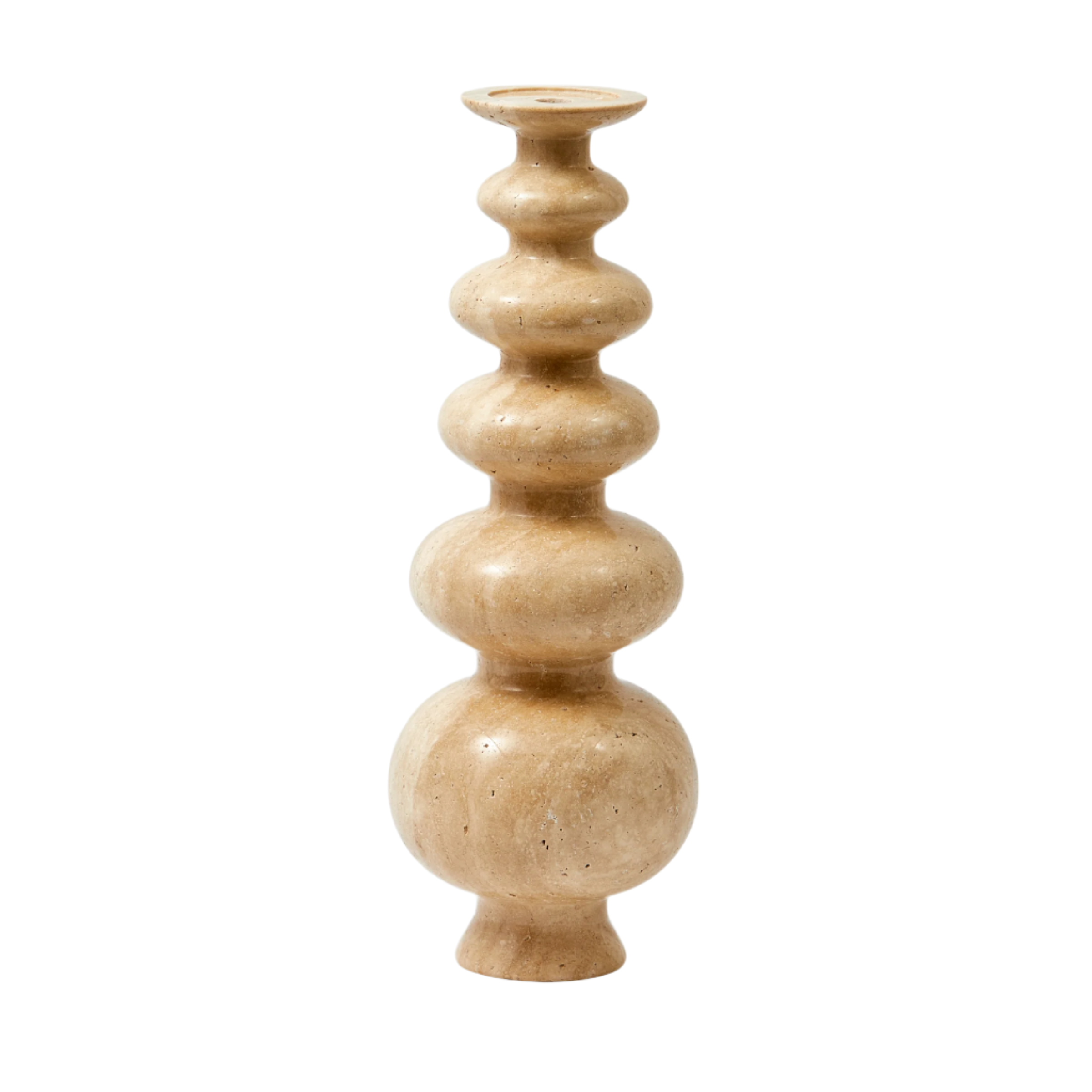 HERITAGE SPHERE beige travertine candlestick
