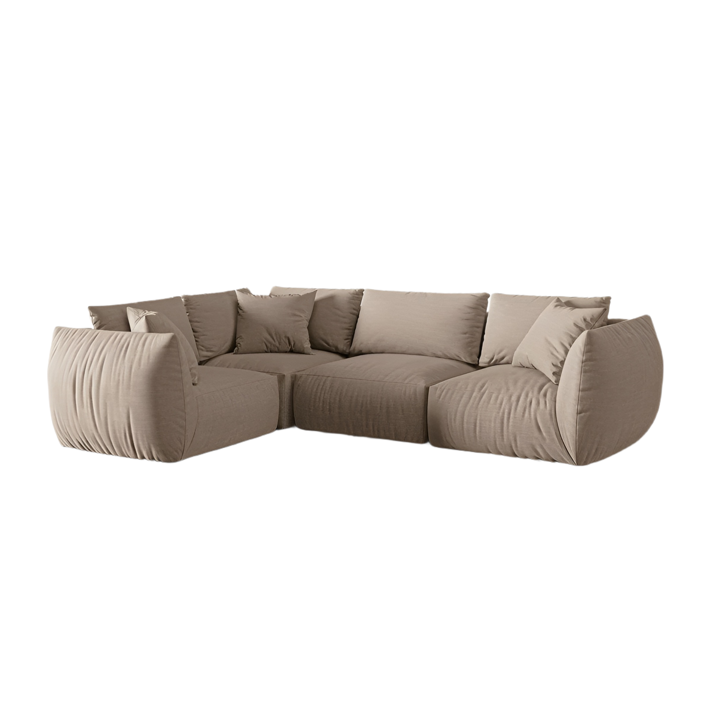 Left-facing 4-seater corner sofa CHRIS sand chenille