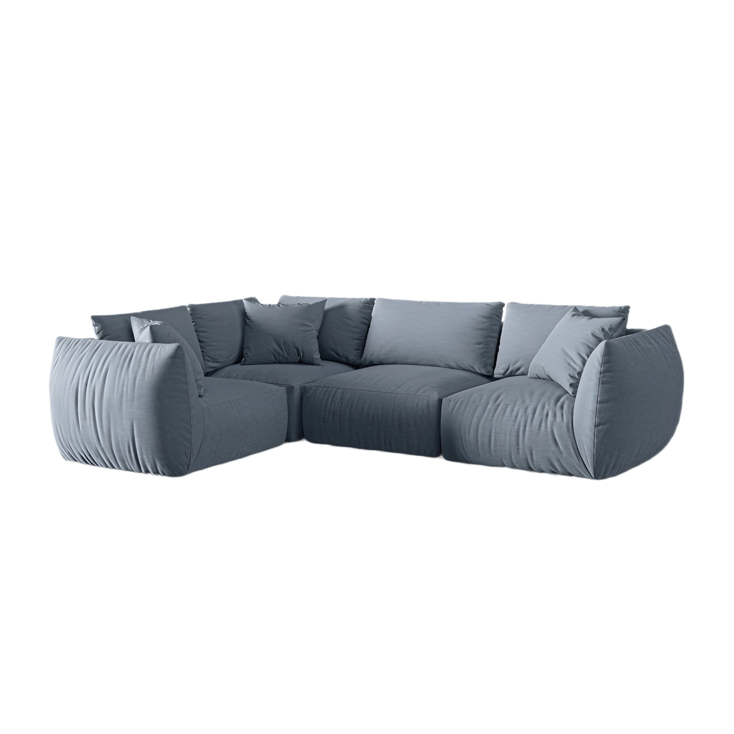 Left-facing 4-seater corner sofa CHRIS light blue chenille