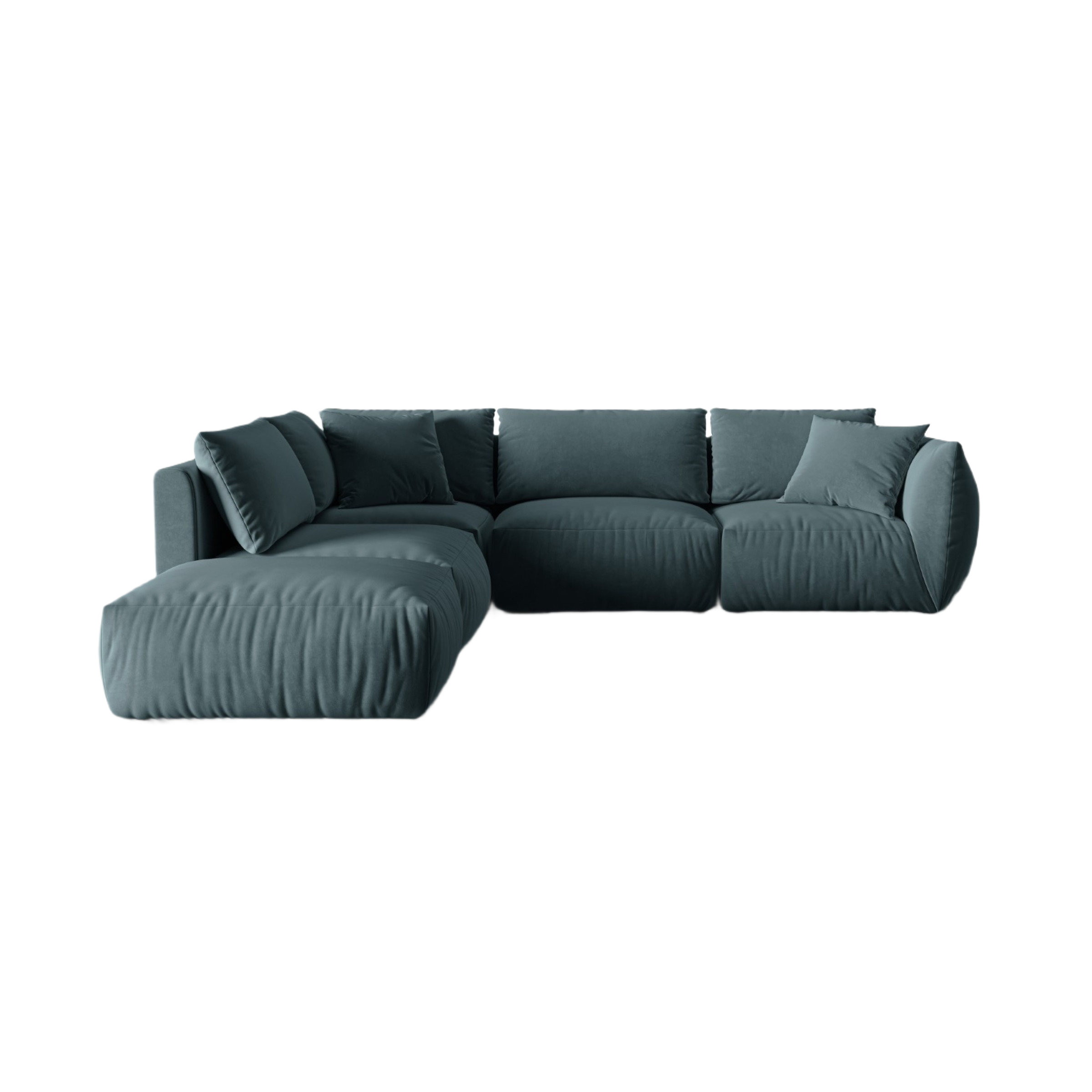 Modulares Samtsofa für 4 Personen, linksseitig, CHRIS in Hellblau