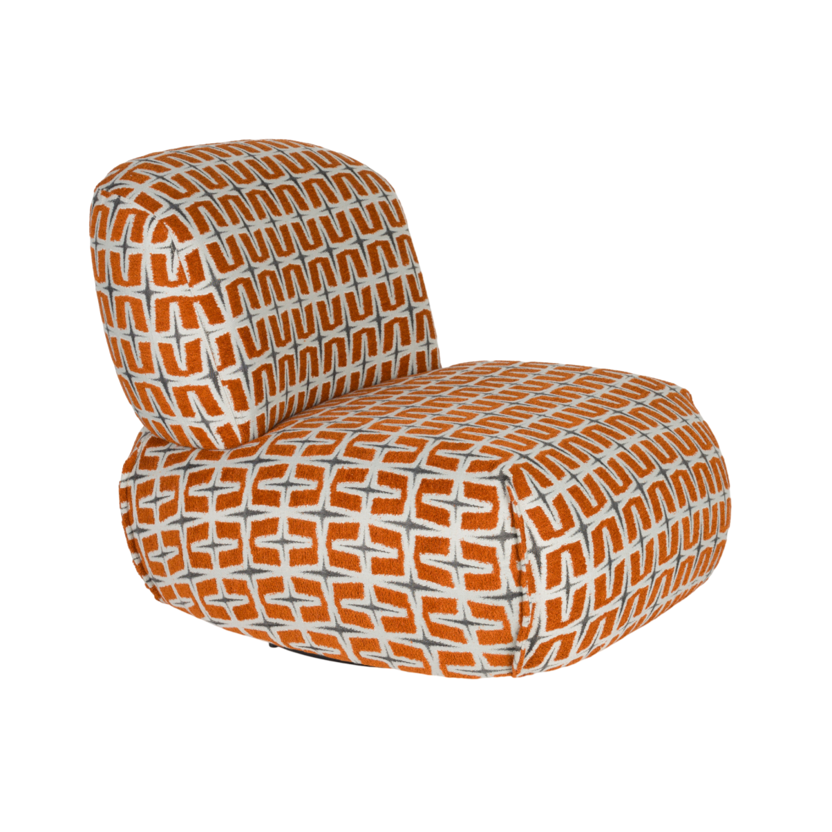 RITZ armchair in orange with geometric pattern