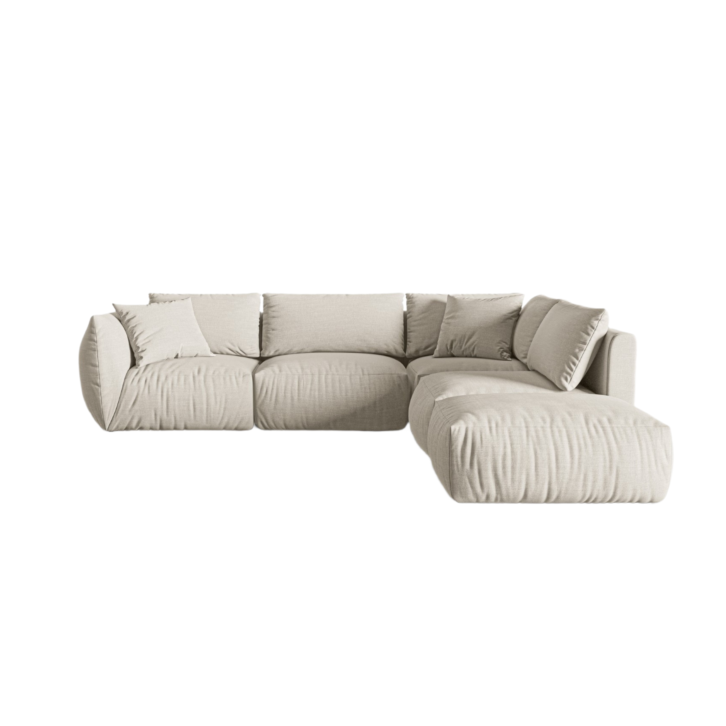 Modulares Ecksofa für 4 Personen rechts CHRIS cremefarbener Chenille