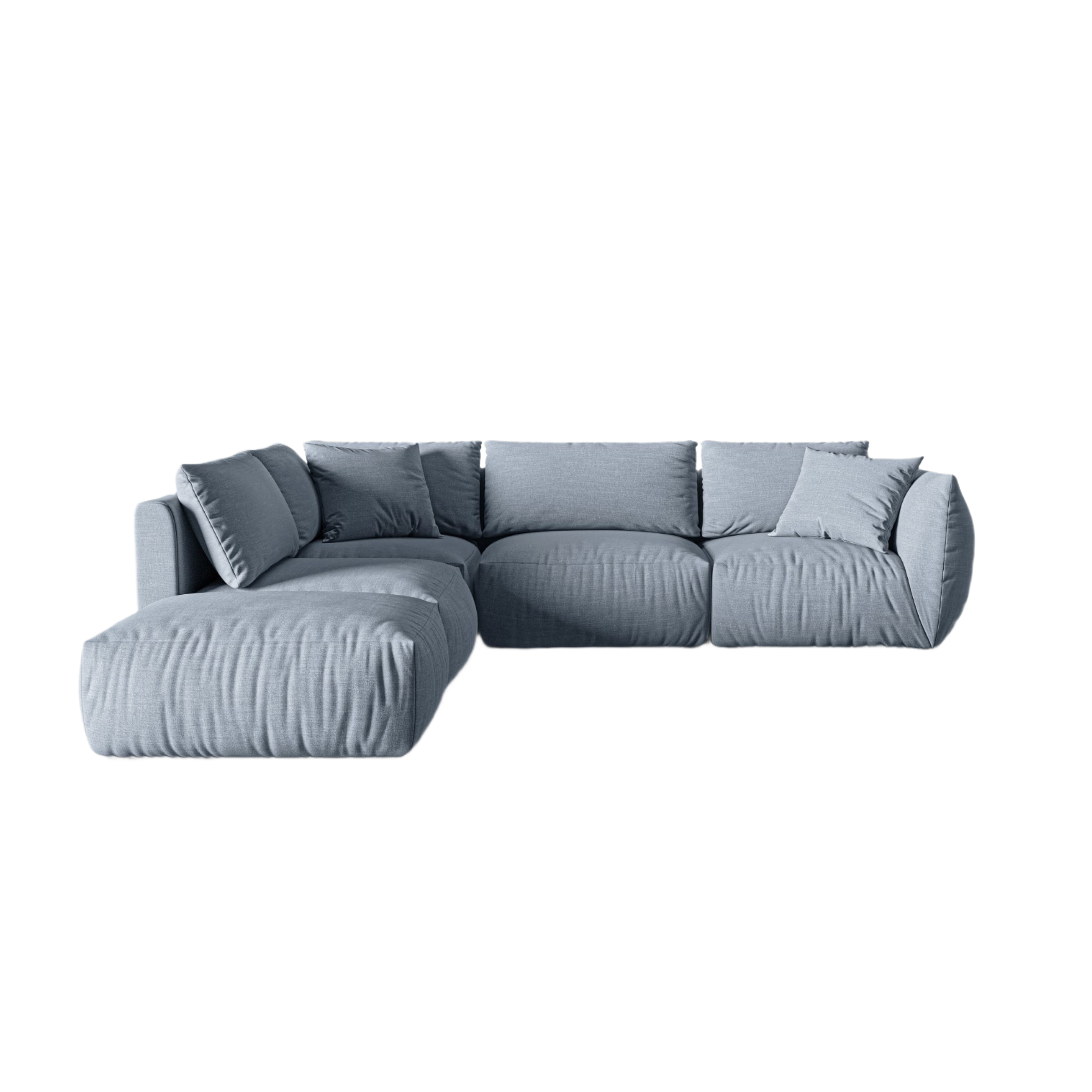 Modulaire hoekbank voor 4 personen, links, CHRIS, lichtblauw chenille