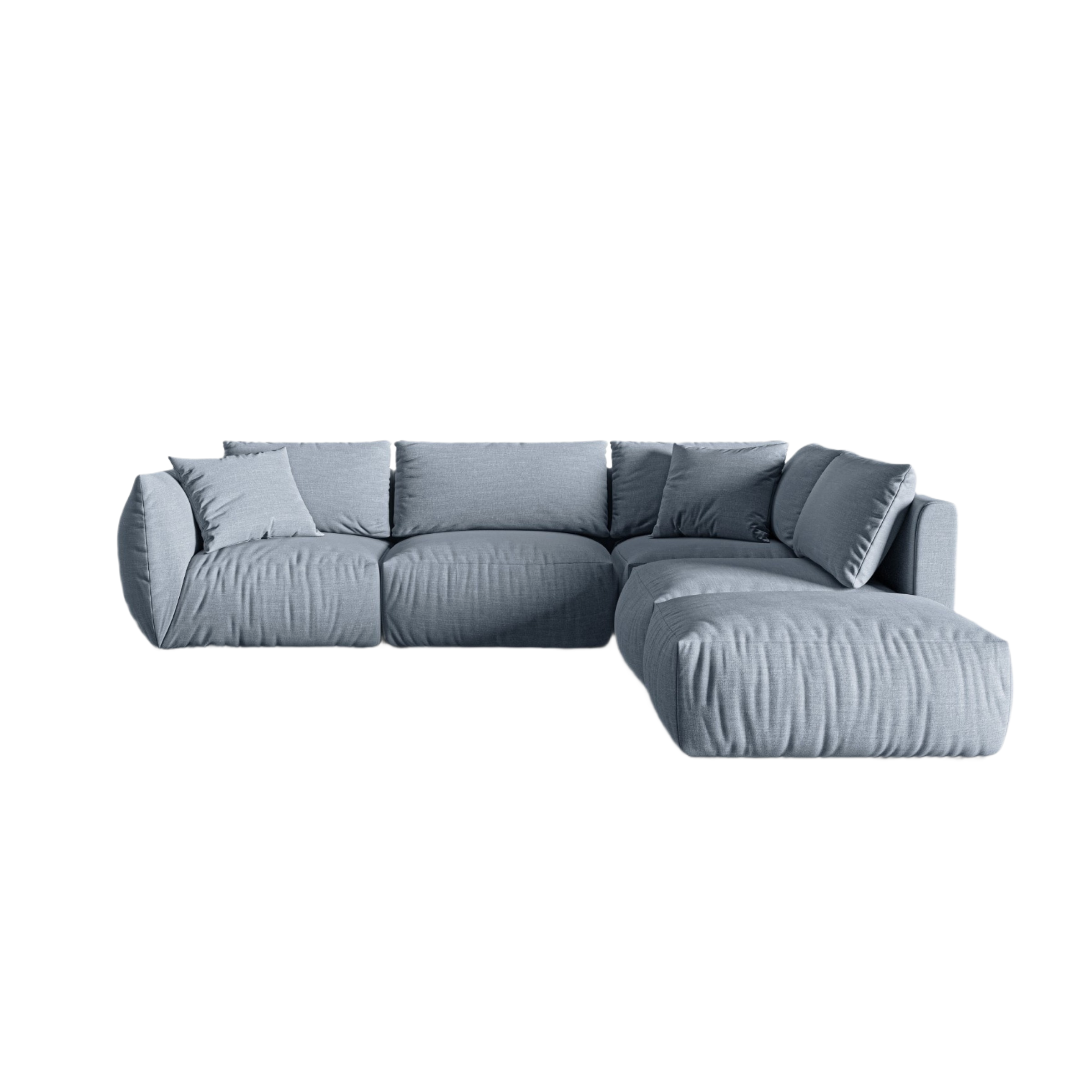 Right-facing modular corner sofa for 4 people CHRIS light blue chenille