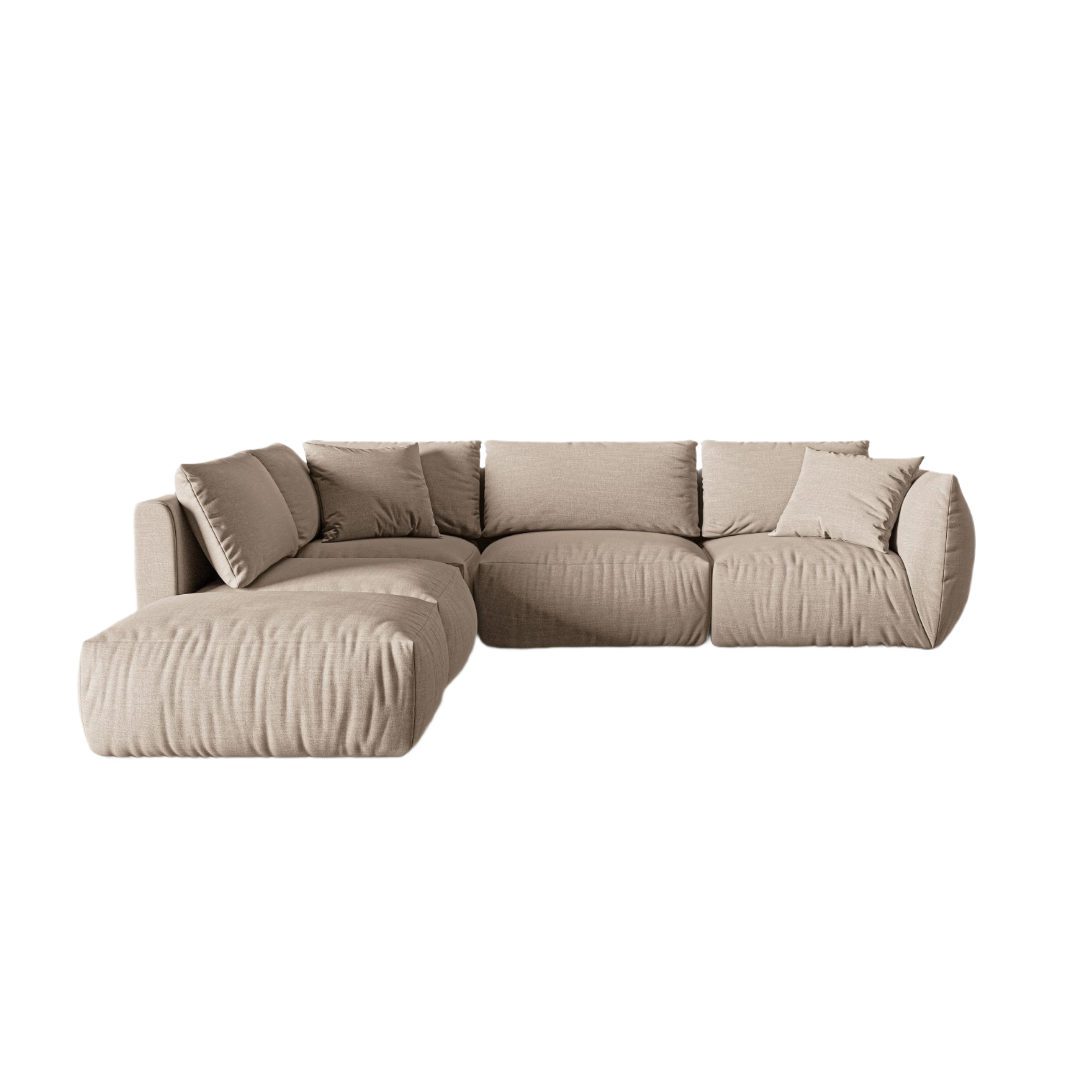 Modulares Ecksofa für 4 Personen, linksseitig, CHRIS, sandfarbener Chenille