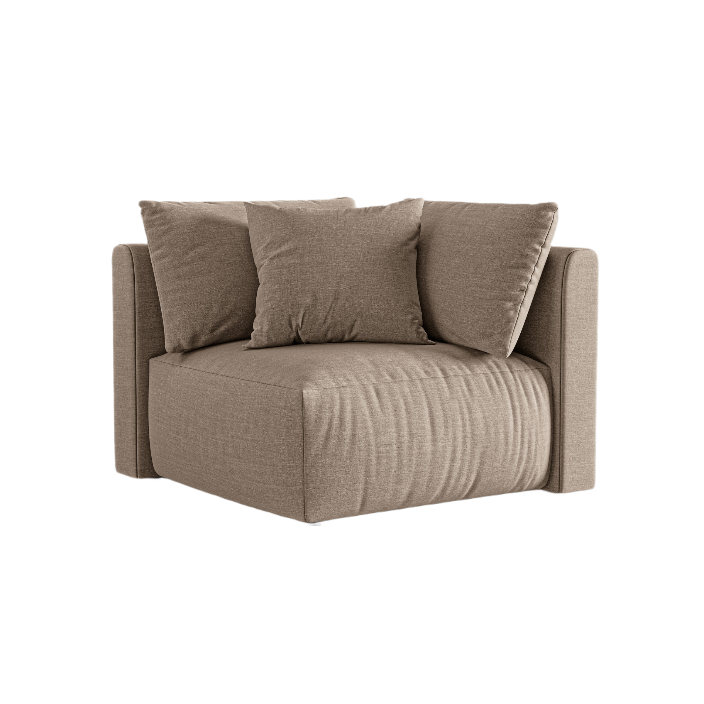 Modulares Sofa CHRIS - Eckelement sandfarbener Chenille