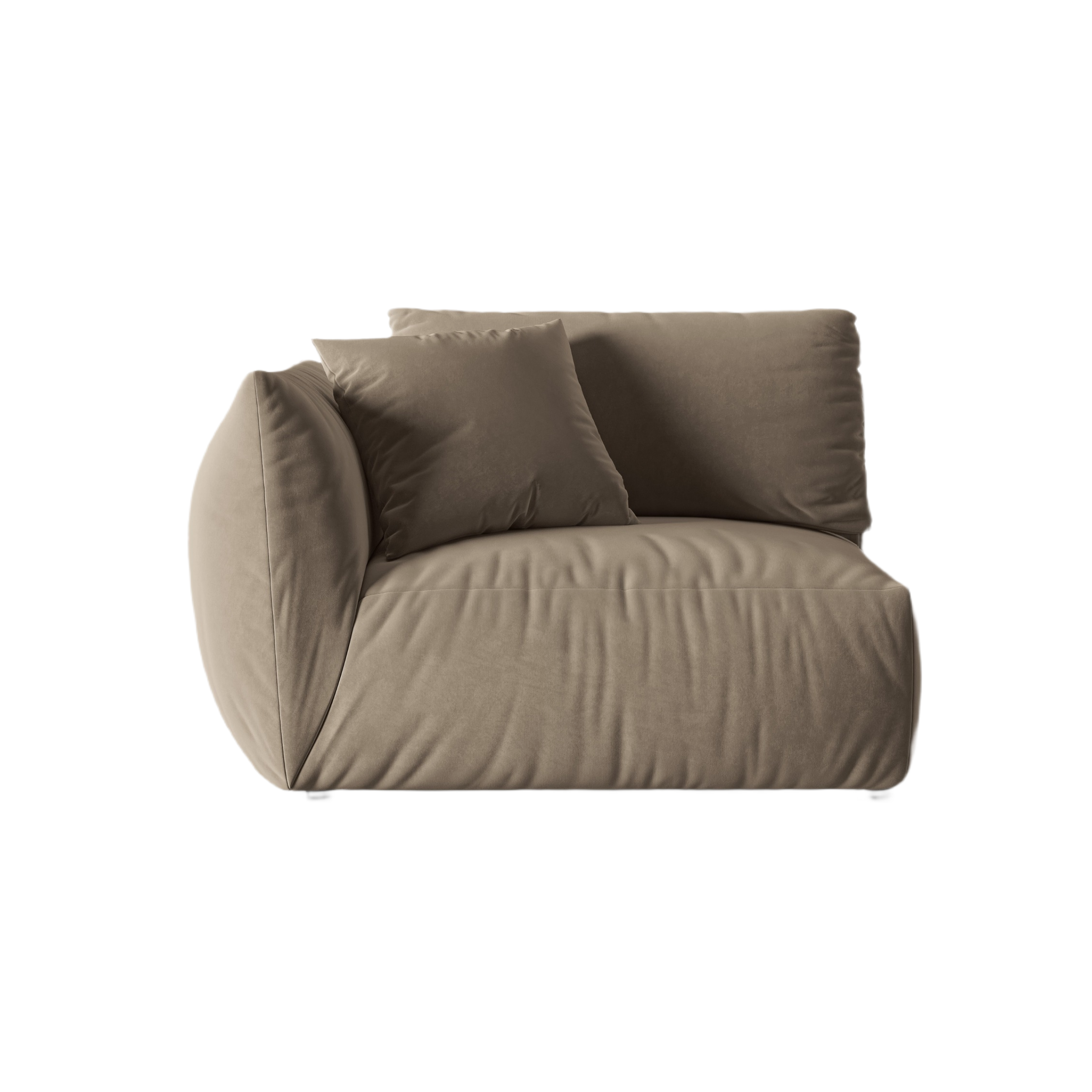 Modulares Samtsofa CHRIS - linkes Element in Hellbraun