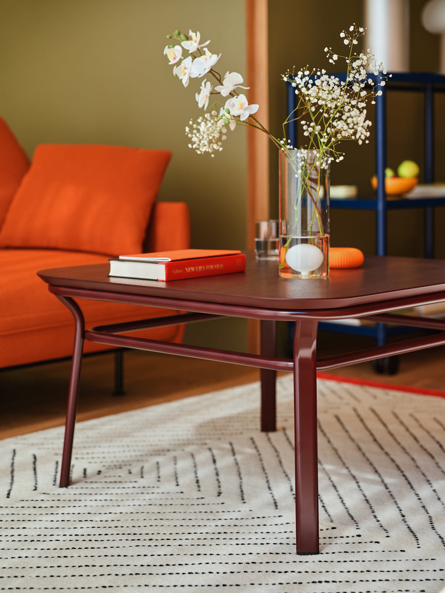 Grace veneer coffee table with a metal base