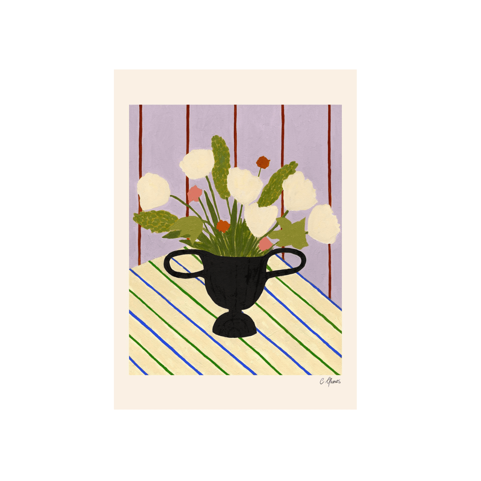 Grafika artystyczna FLOWERS ON STRIPED CLOTH The Poster Club Eye on Design