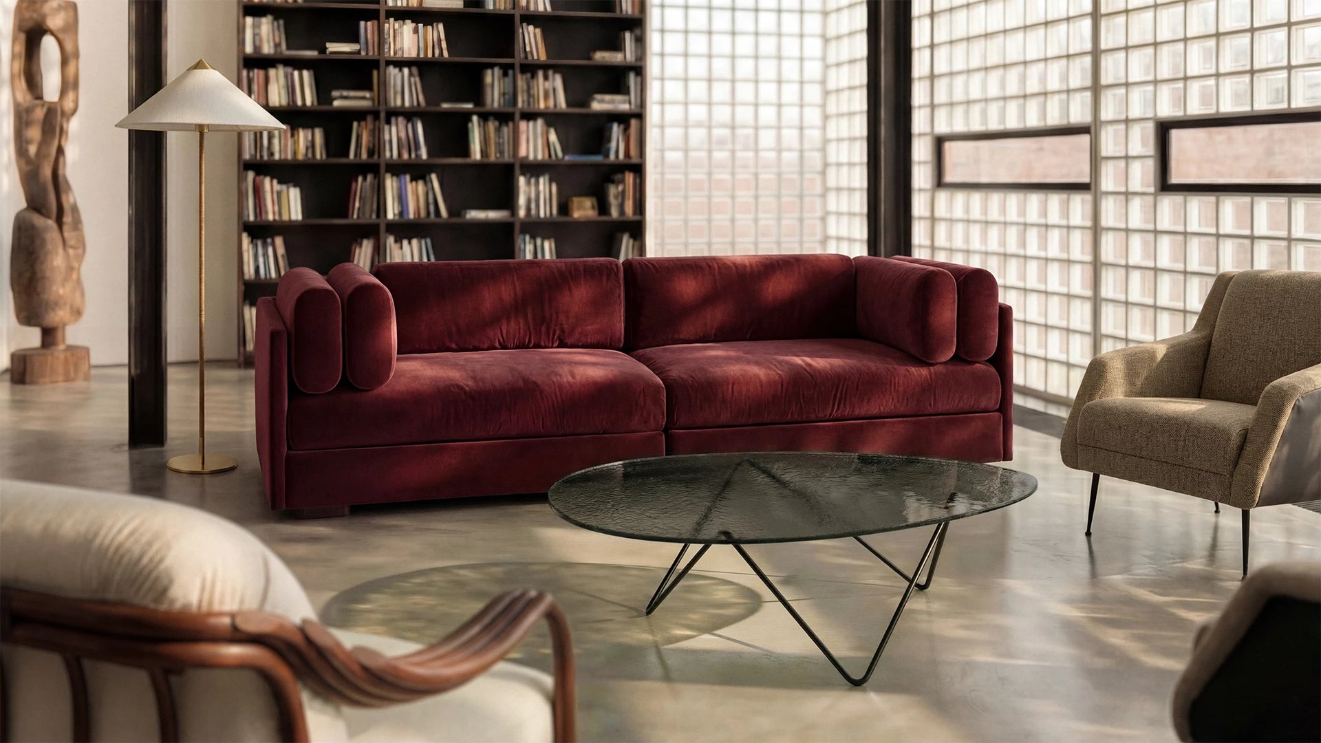 Kaffeetisch PEDRERA braunes Glas mit schwarzem Gestell