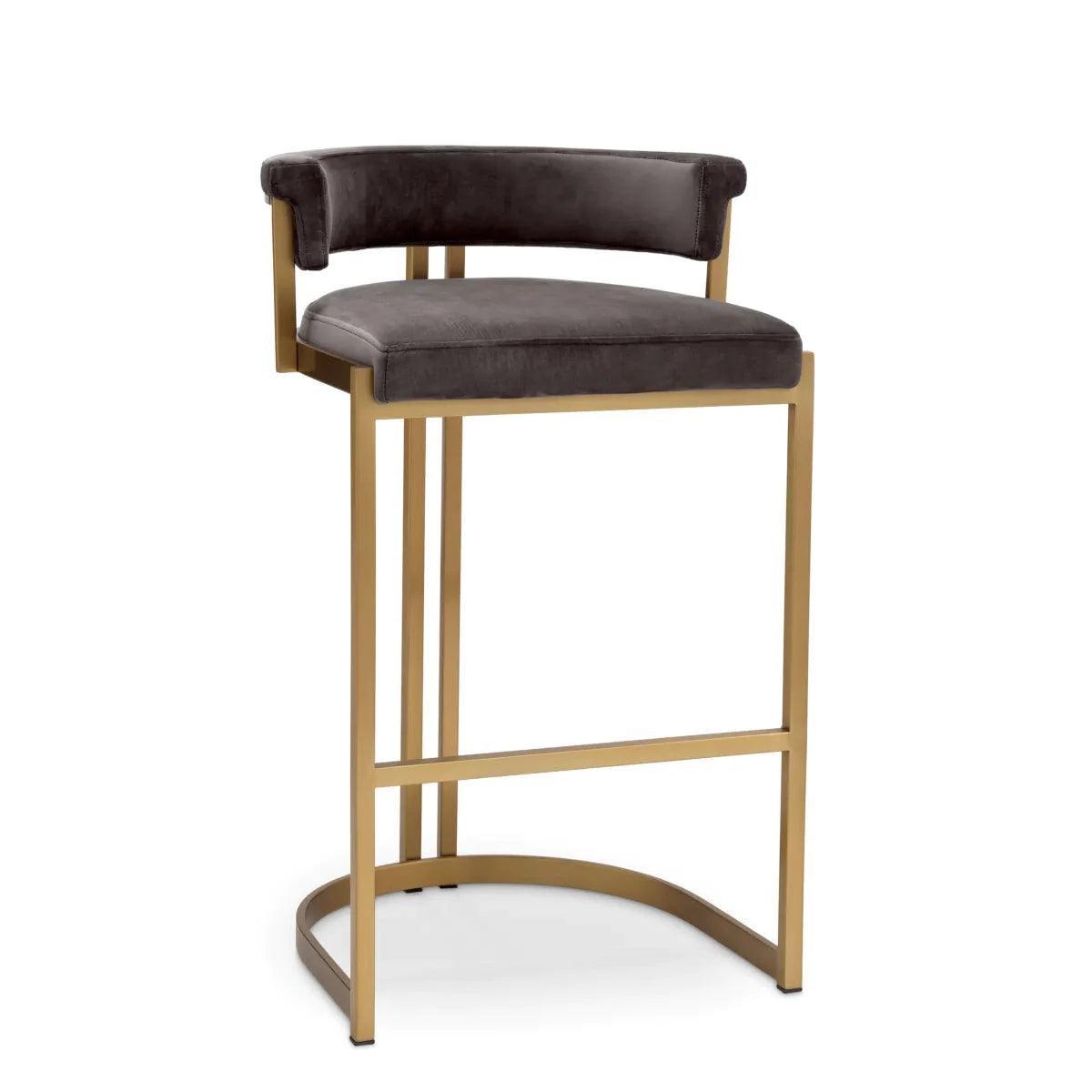 Hoker aksamitny DANTE ciemnoszary z mosiężnym wykończeniem Eichholtz 81 cm Eye on Design