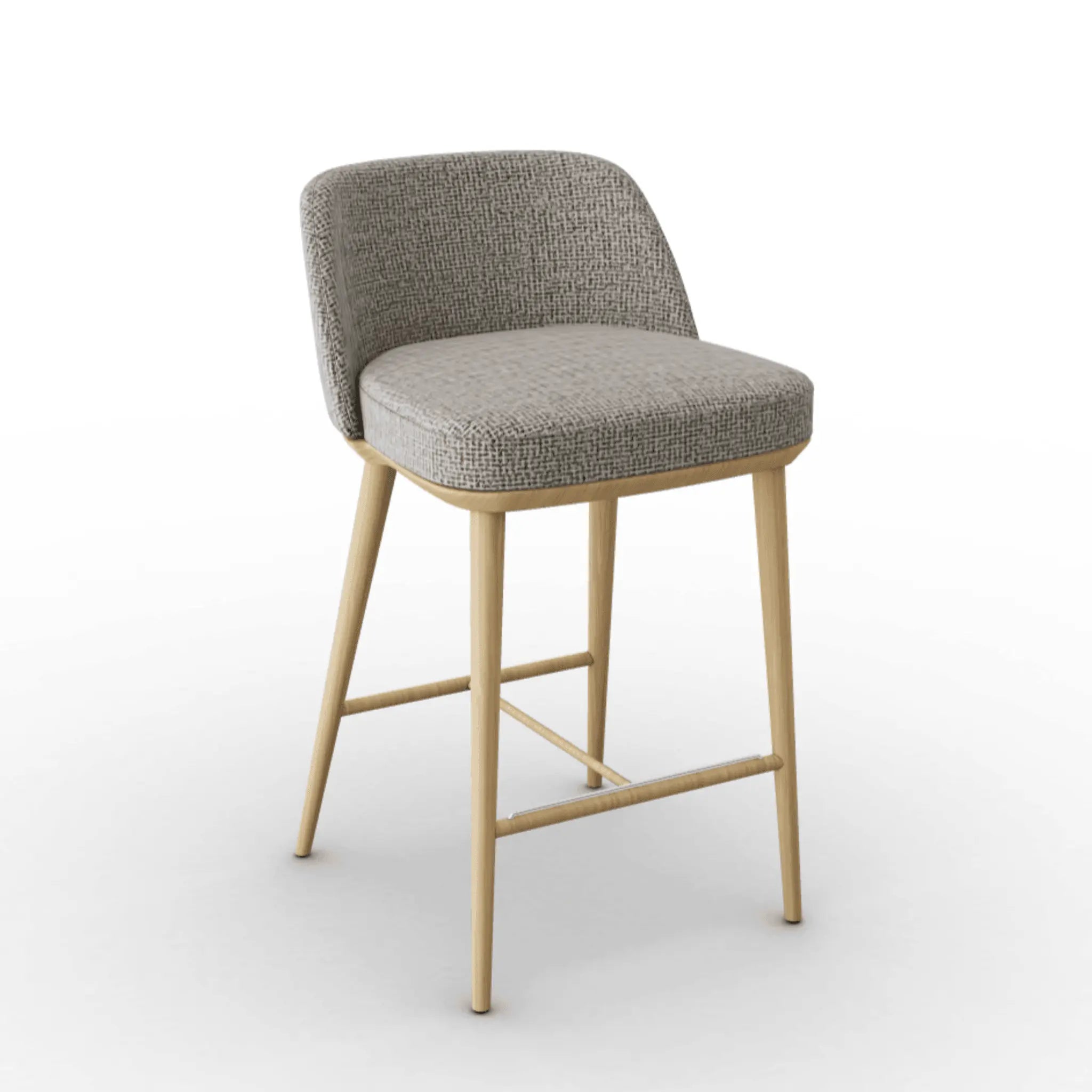 Hoker FOYER boucle beżowy – tkanina bouclé i drewno