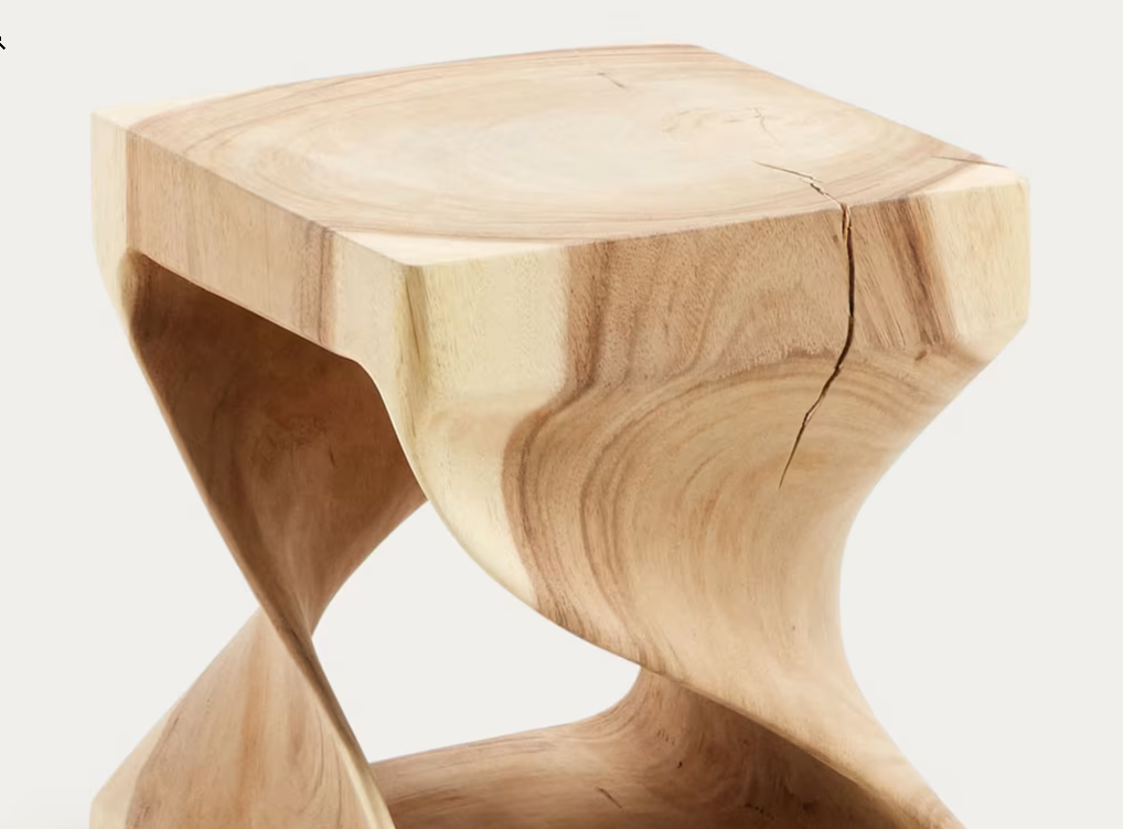 Bijzettafel met gesneden interieur HAKON van massief mungur hout