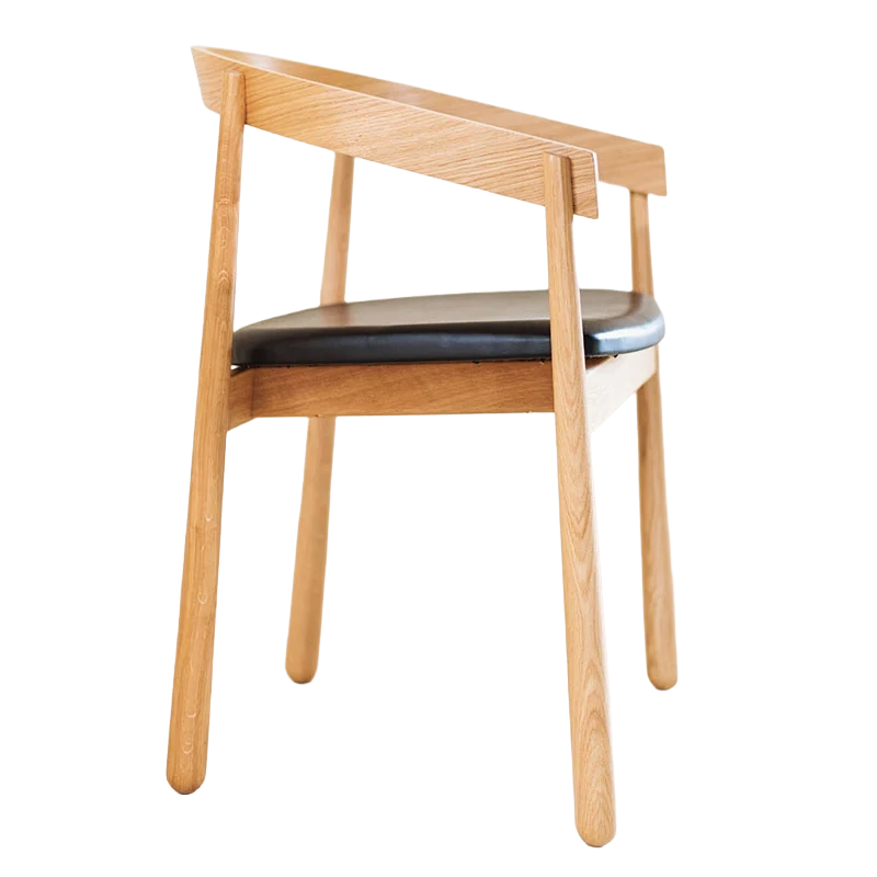 Stoel HOMERUN zwarte ecologische leer met houten basis