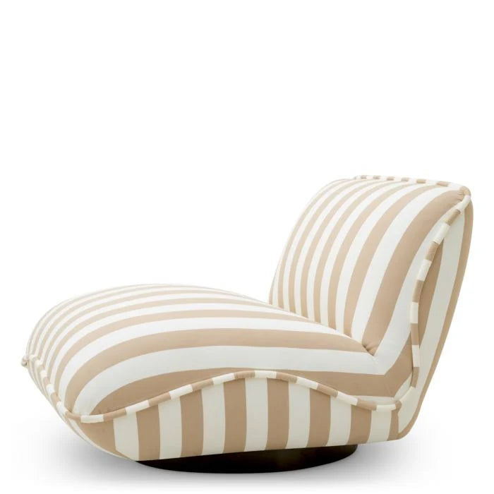 White RELAX Swivel Outdoor Armchair with Cream Accents