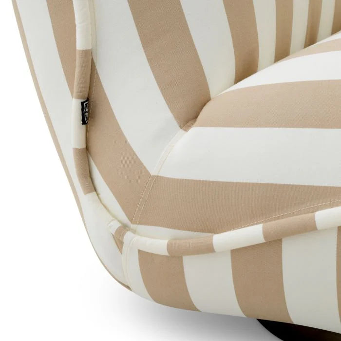 White RELAX Swivel Outdoor Armchair with Cream Accents