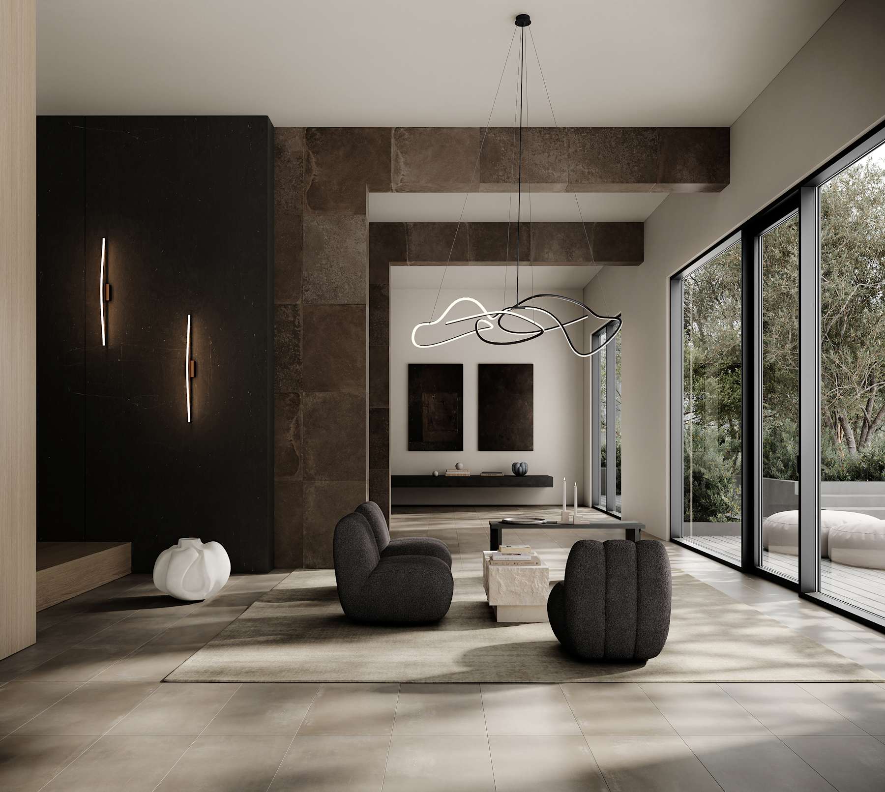 Fauteuil TOE grijs-bruin bouclé