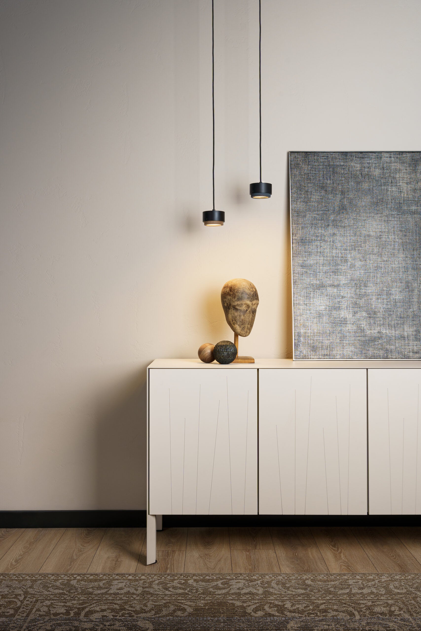 JUBI pendant lamp in aluminum with walnut wood