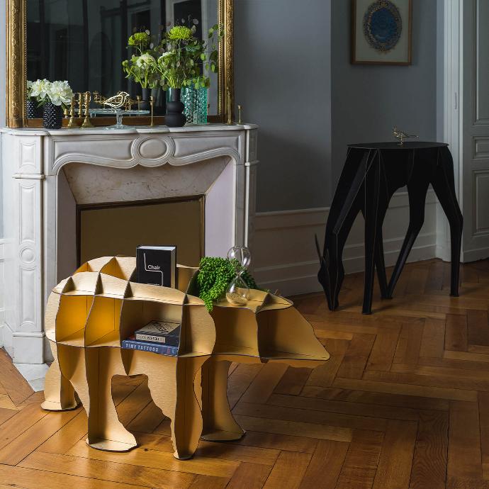 Regał na książki JUNE złoty do salonu