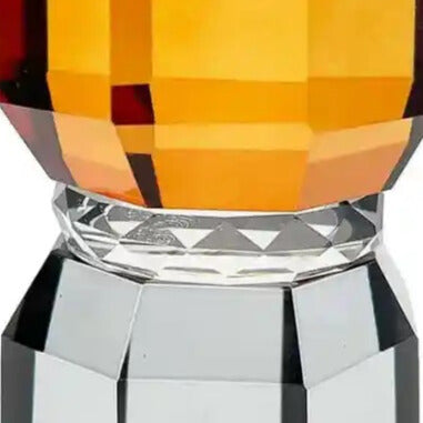 Grijze THYRA glazen kaarsenhouder met amberkleurige accenten