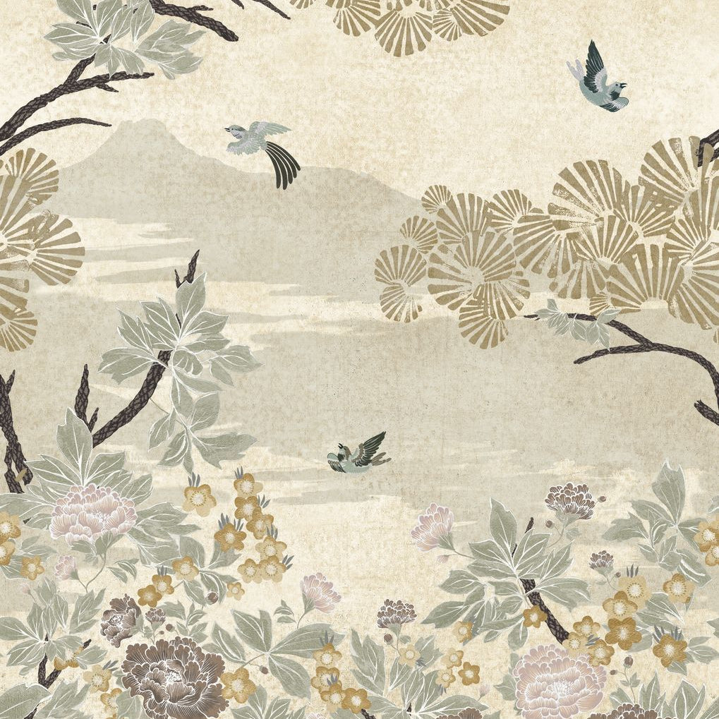 Landscape Mural KANSAI - WHITE/GOLD white with gold