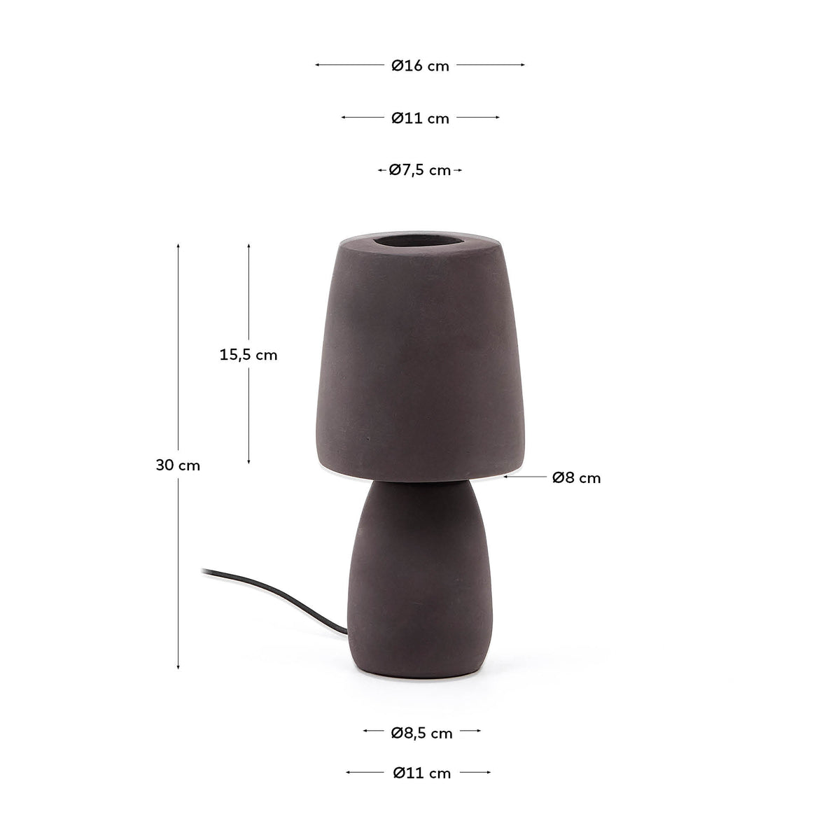 Lampa stołowa TANDY brązowa terakota – wymiary